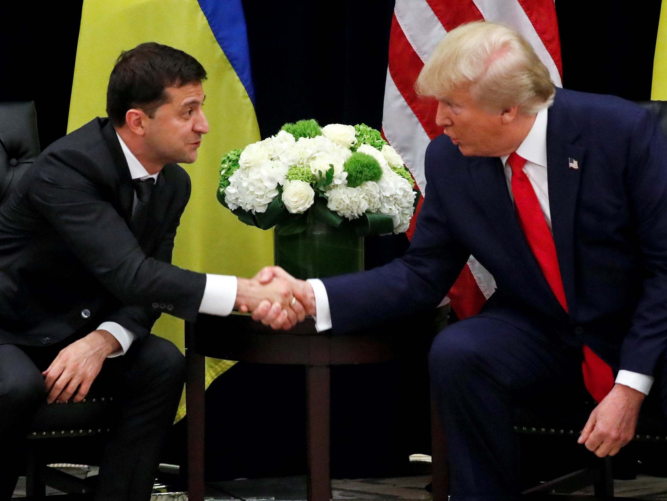 Zelensky greets Trump during a bilateral meeting at the UN in New York