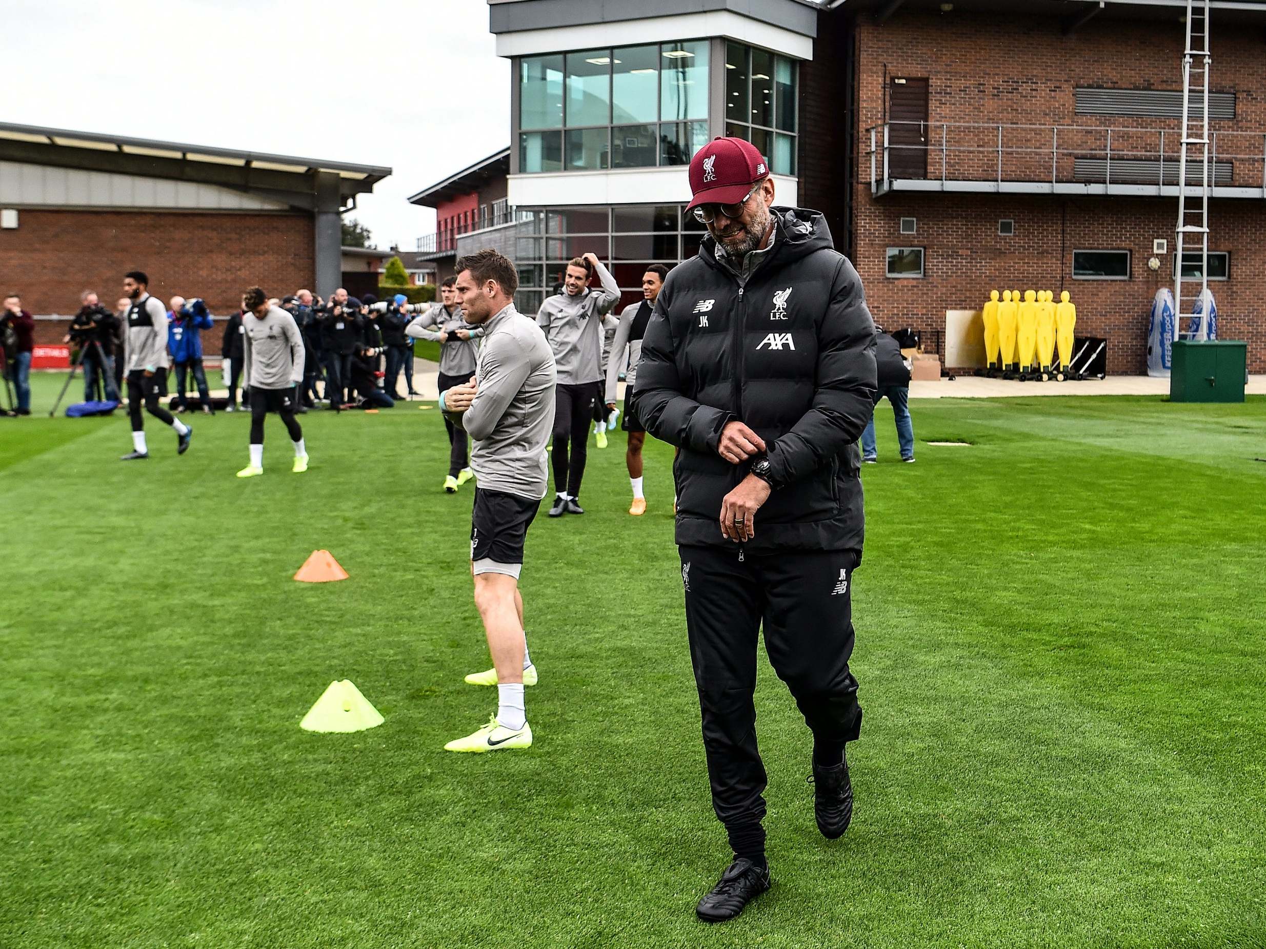 Klopp strides on to the training field at Melwood