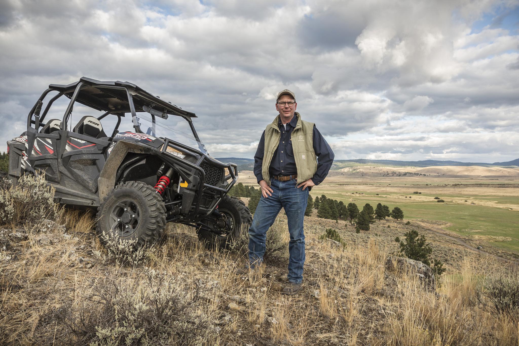 In this Sept. 21, 2017 photo provided by Silvies Valley Ranch, Colby Marshall, vice president of Silvies Valley Ranch poses for a picture in Burns, Ore