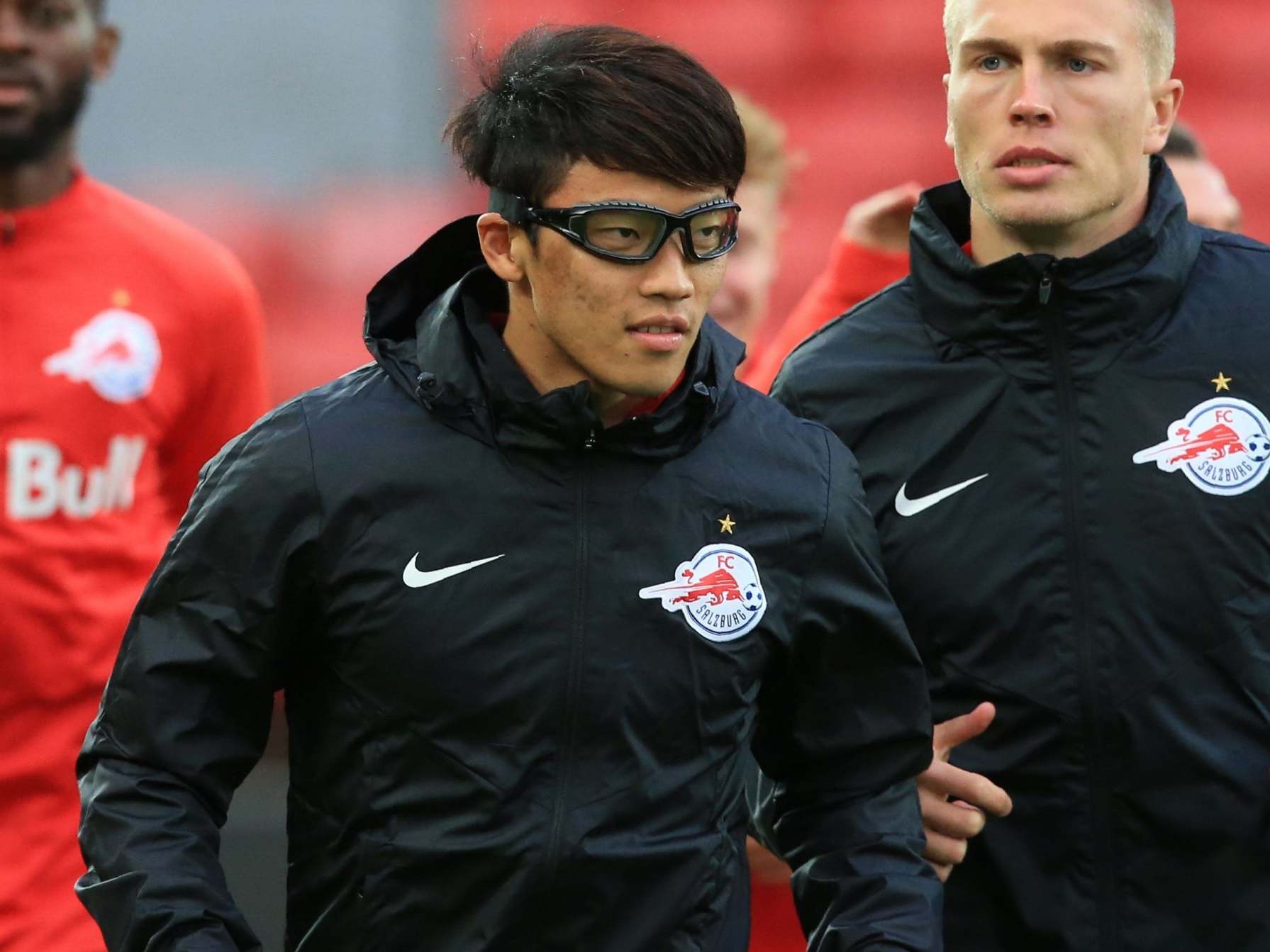 Hwang Hee-Chan trains at Anfield