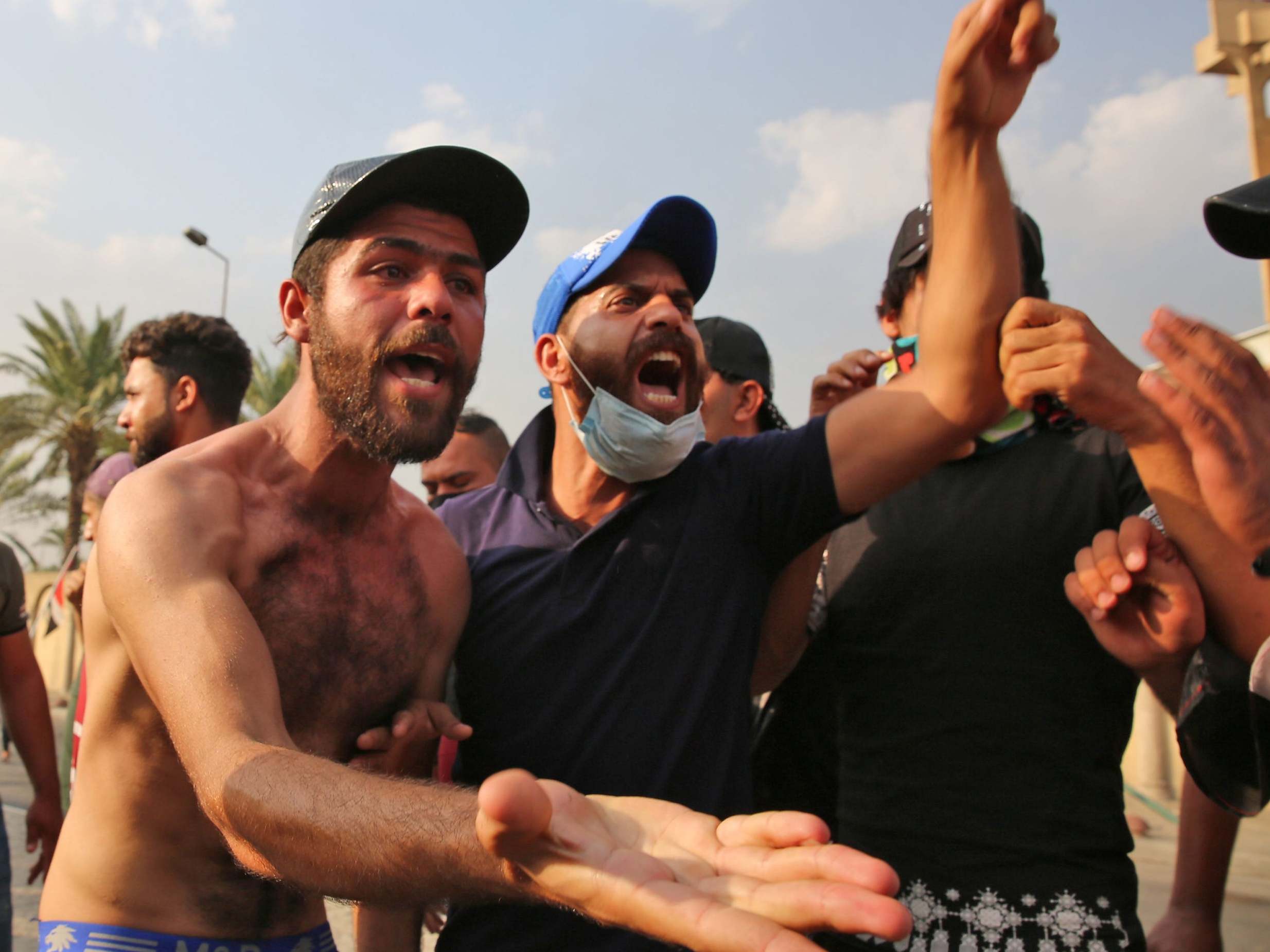 Anger during a demonstration against state corruption, failing public services and unemployment at Tayaran square in Baghdad (AFP/Getty)