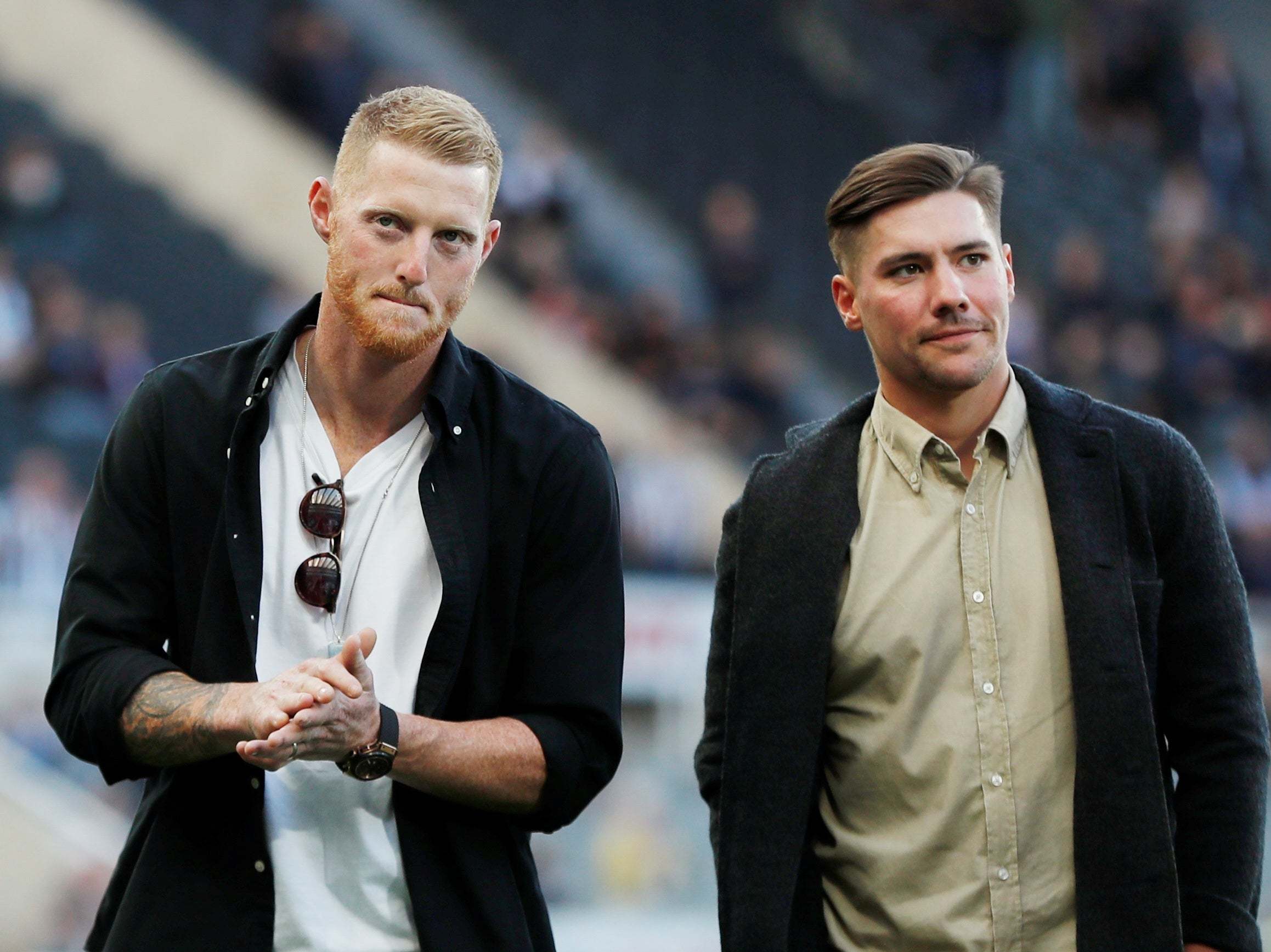 Ben Stokes, left, with England teammate Rory Burns