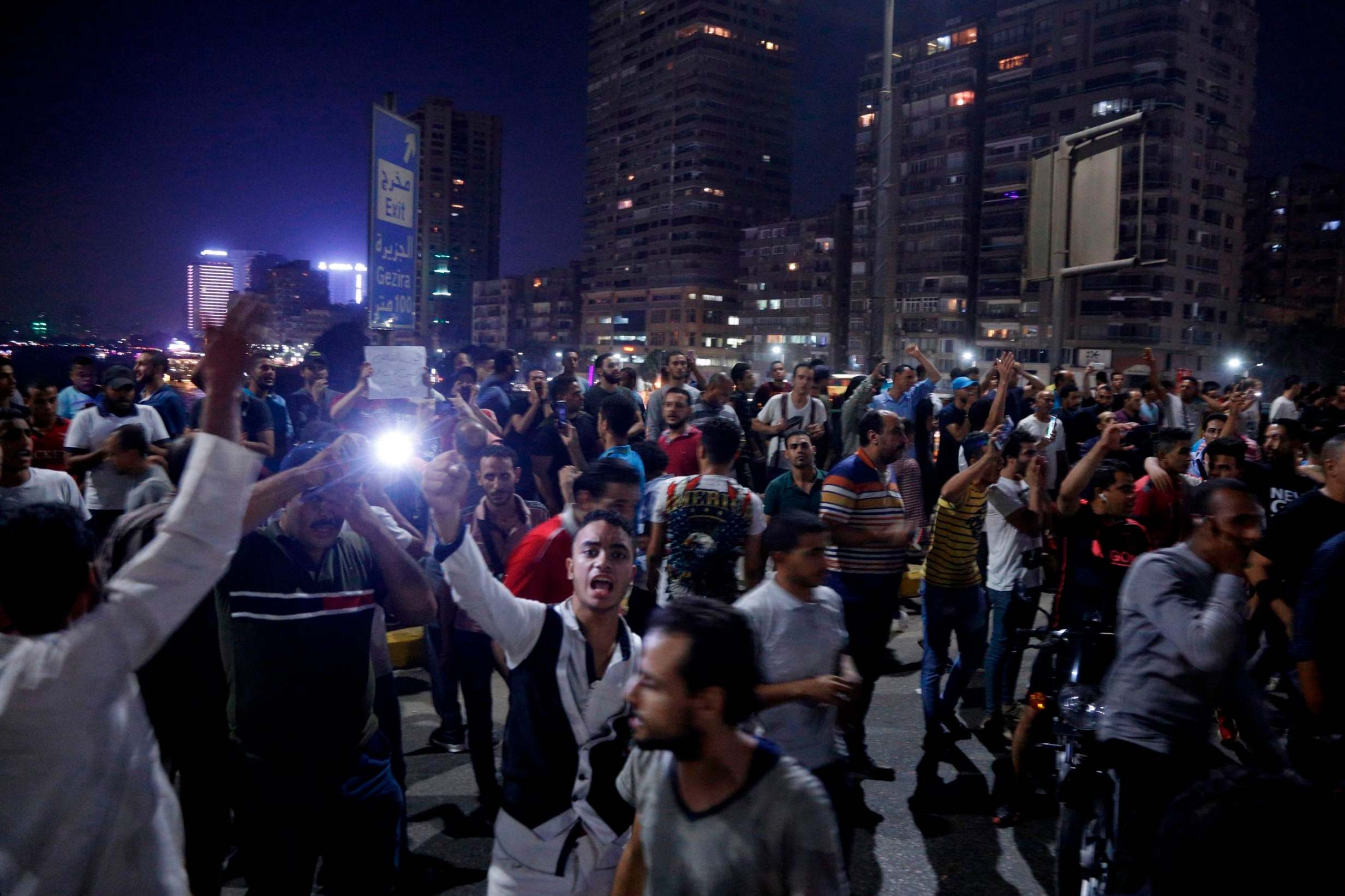 Protesters shout slogans in Cairo last month