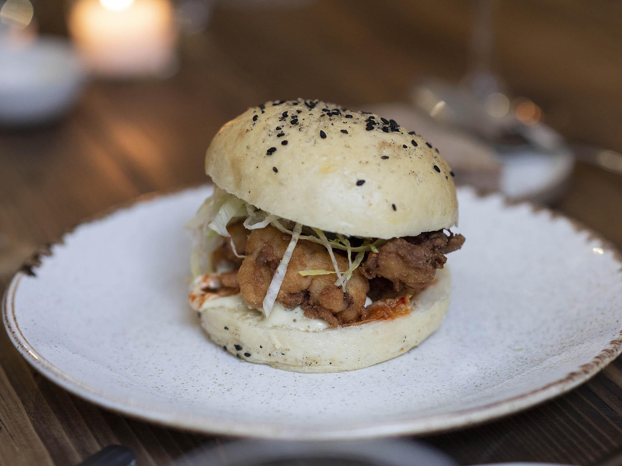 The buttermilk bao bun comes in more of a burger bun than a traditional white pillow bun