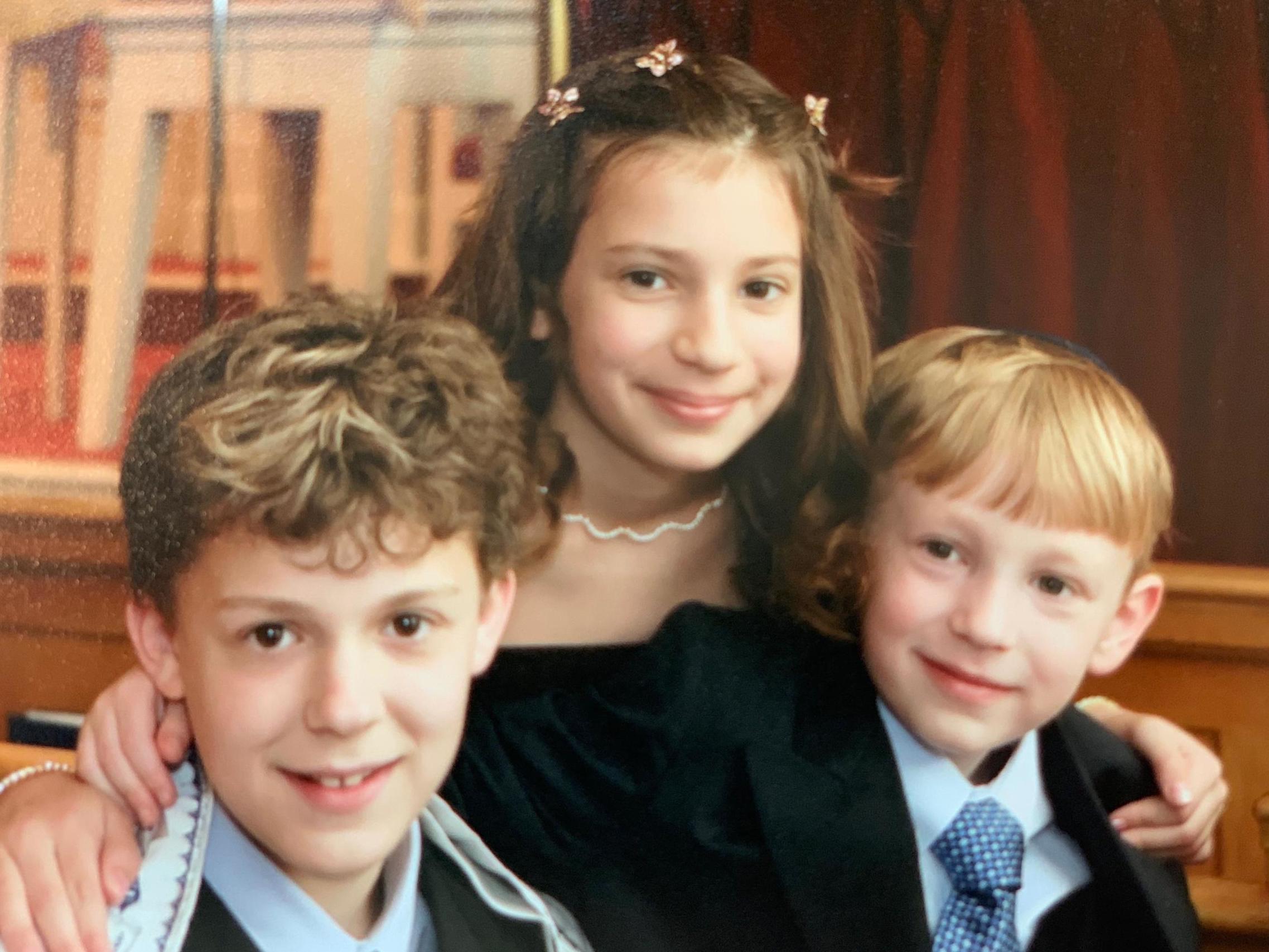 Zoe with her brothers Ian and Cameron at a bar mitzvah