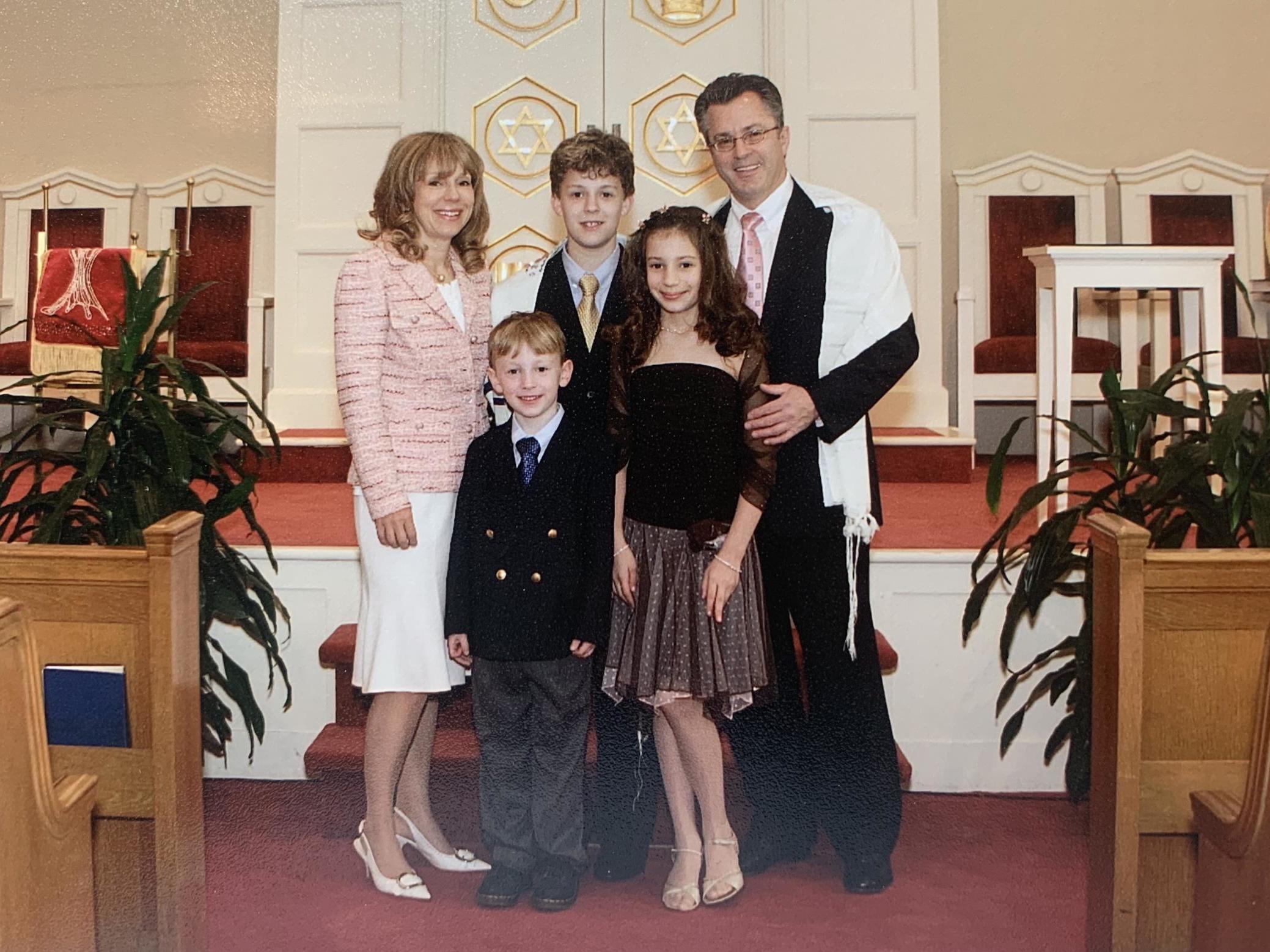 Zoe with her mum Elyse, dad Michael and two brothers Cameron (front) and Ian at a bar mitzvah