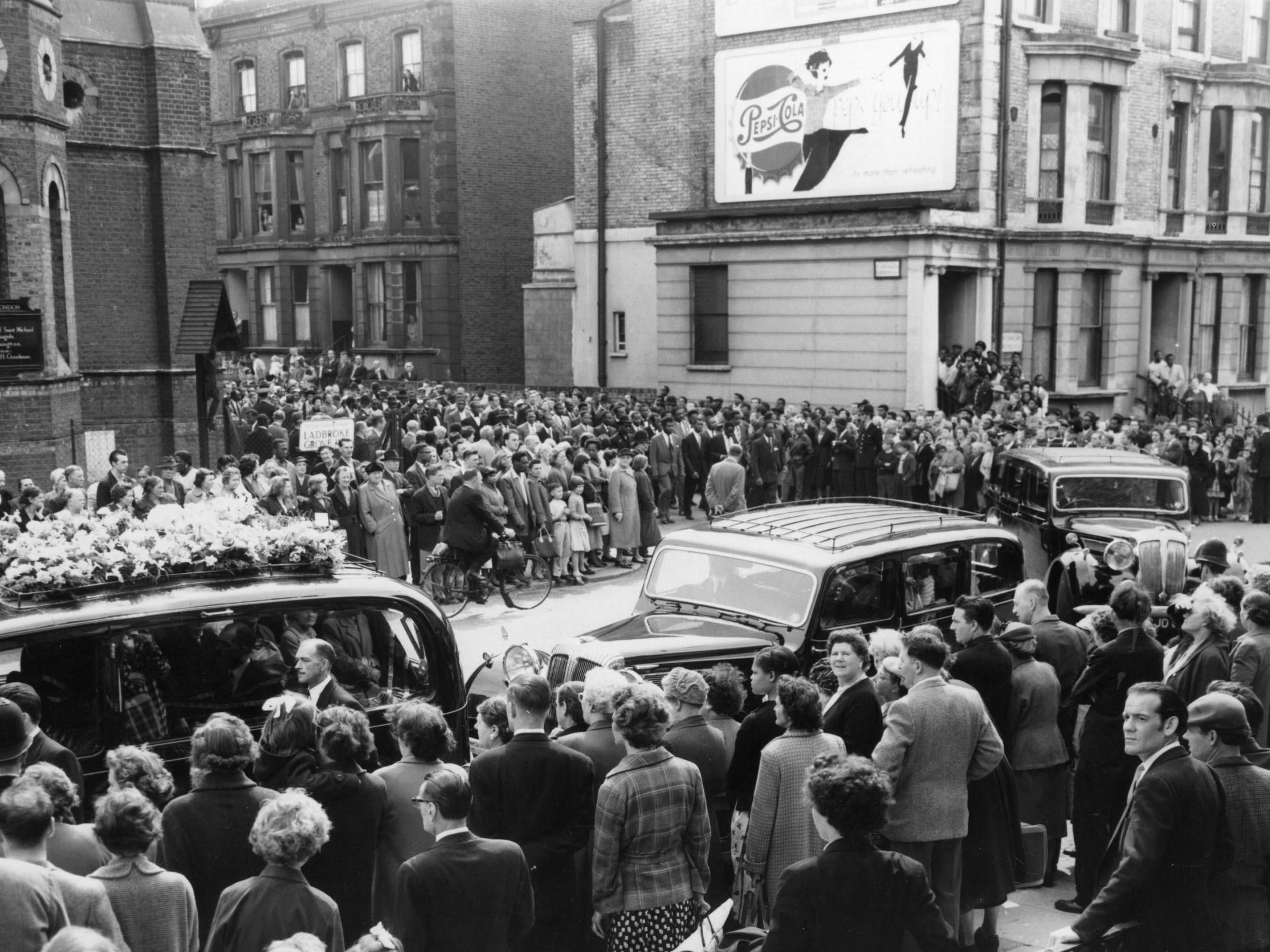 The funeral of Kelso Cochrane became a mass demonstration against racism in Notting Hill (Getty)