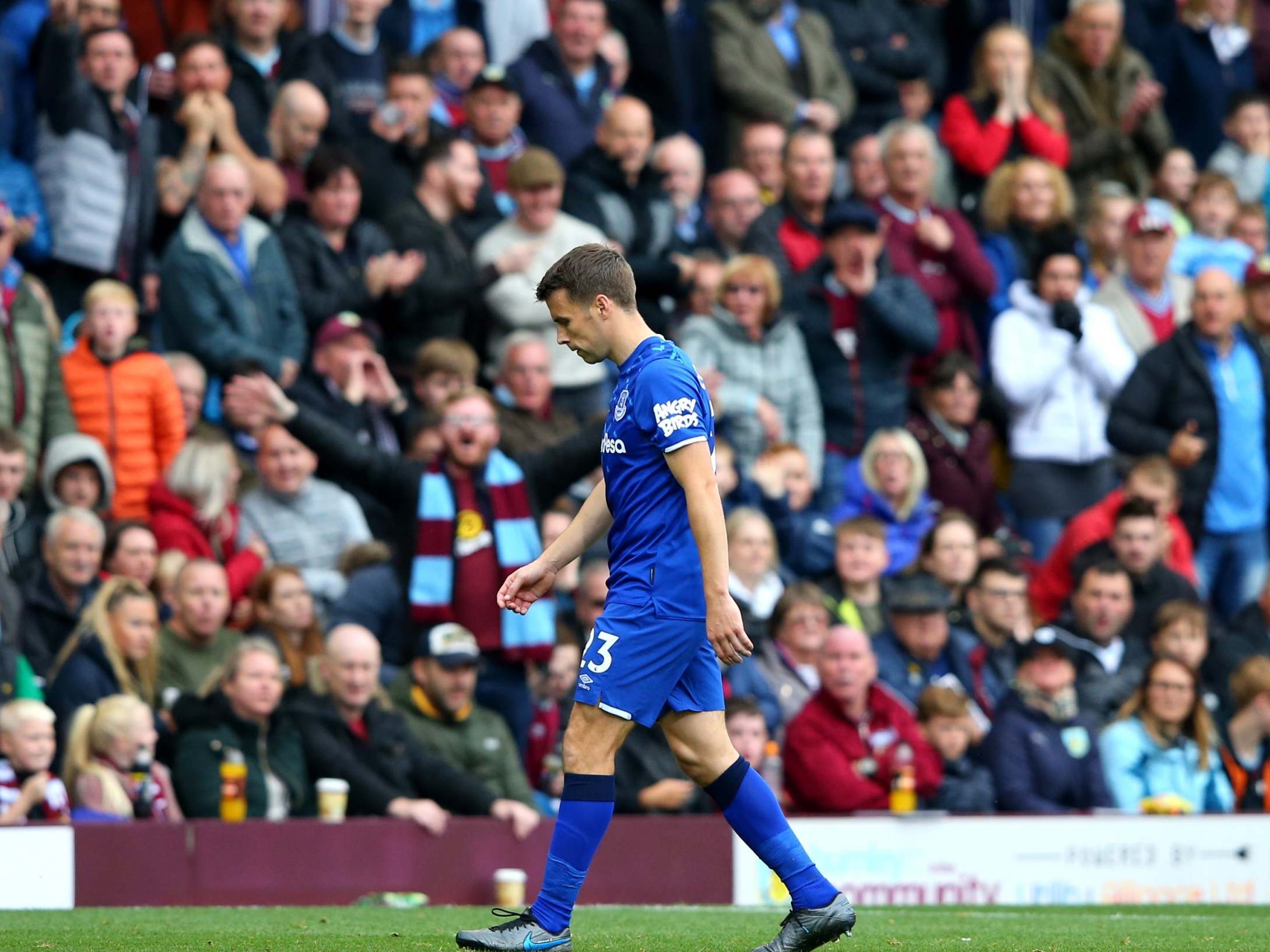 Seamus Coleman was sent off at Burnley