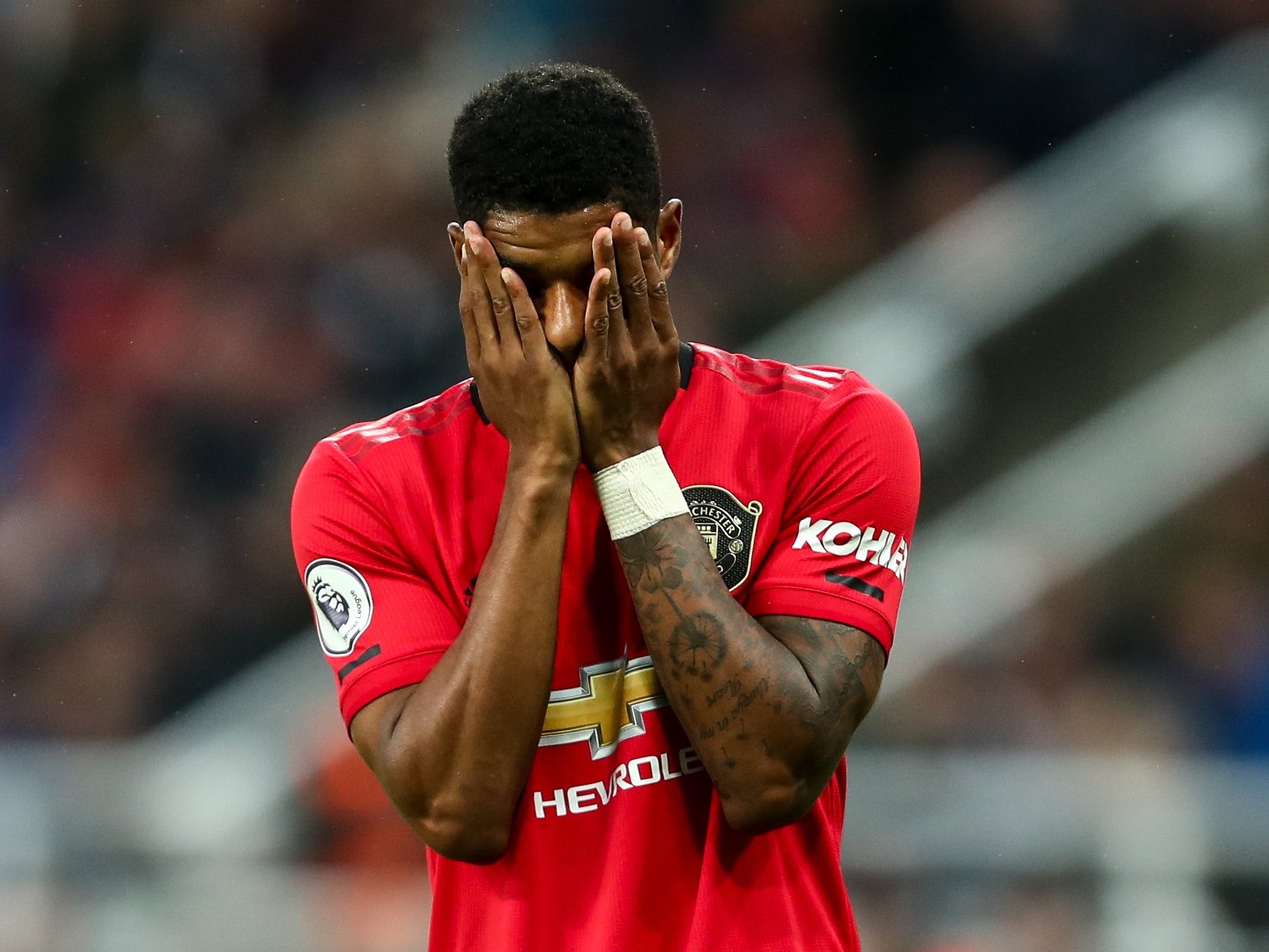 Marcus Rashford reacts during the defeat