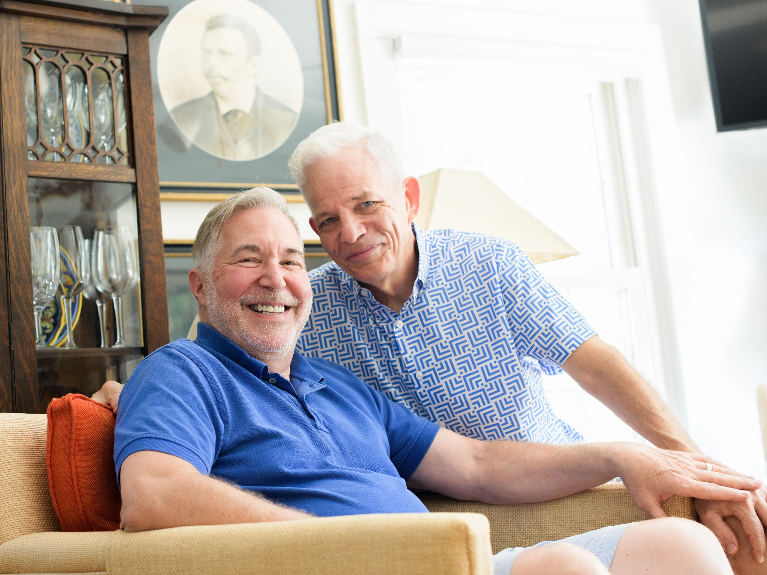 Gossett, right, and Howard Menaker at their home in Rehoboth Beach, Delaware, where they live among a number of family treasures