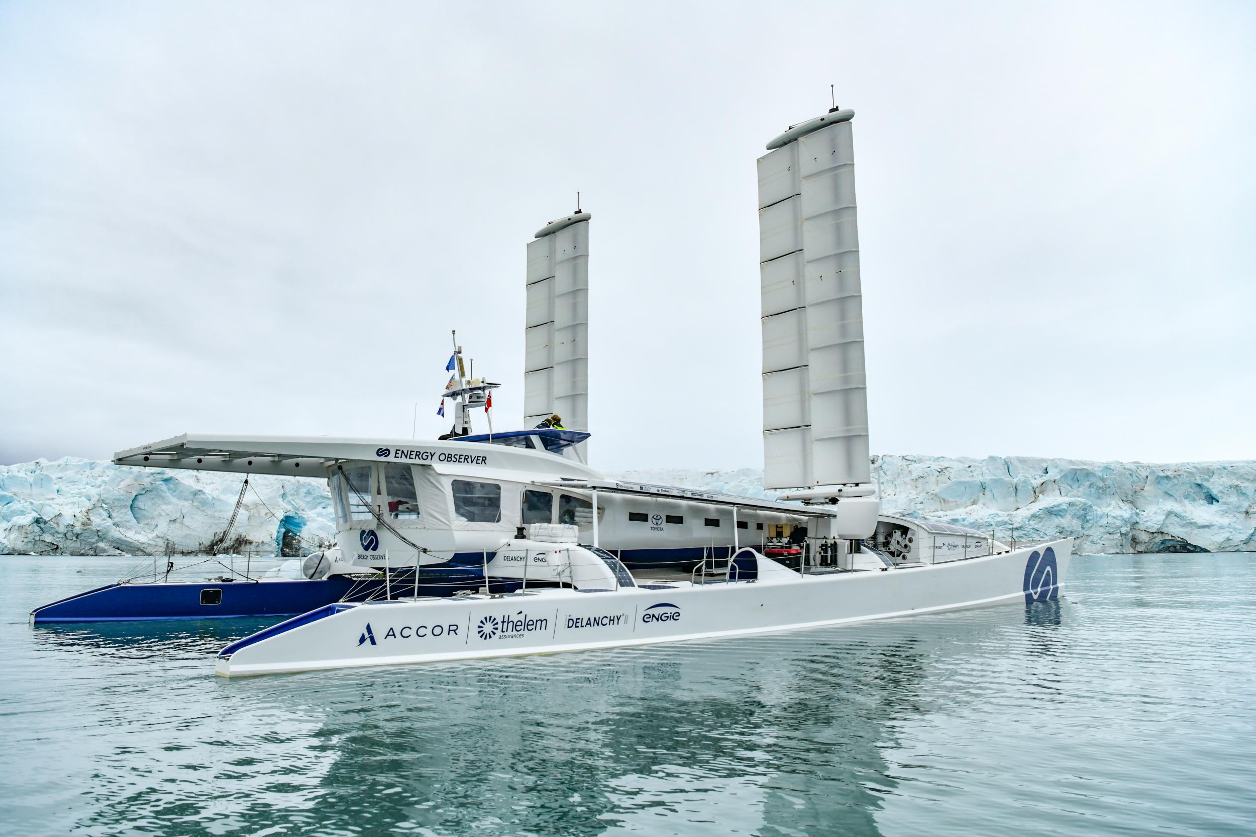 The Oceanwing sails are 12 metres long and can rotate 360 degrees