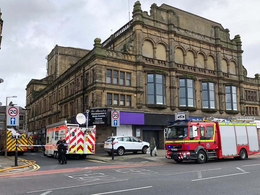 Fire services at a working men's club in Lancashire