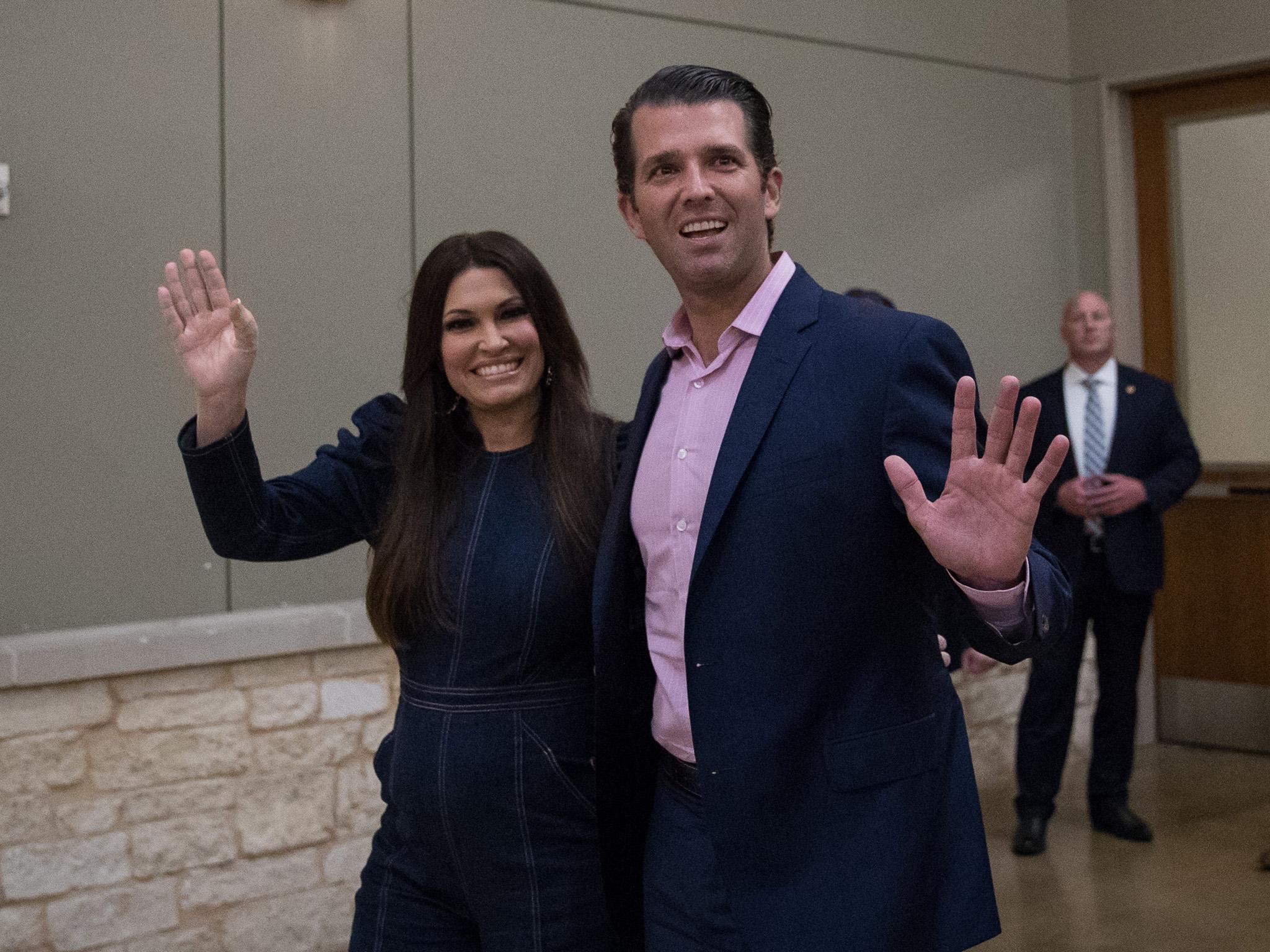 Mr Trump appeared alongside his girlfriend Kimberley Guilfoyle at the University of Florida