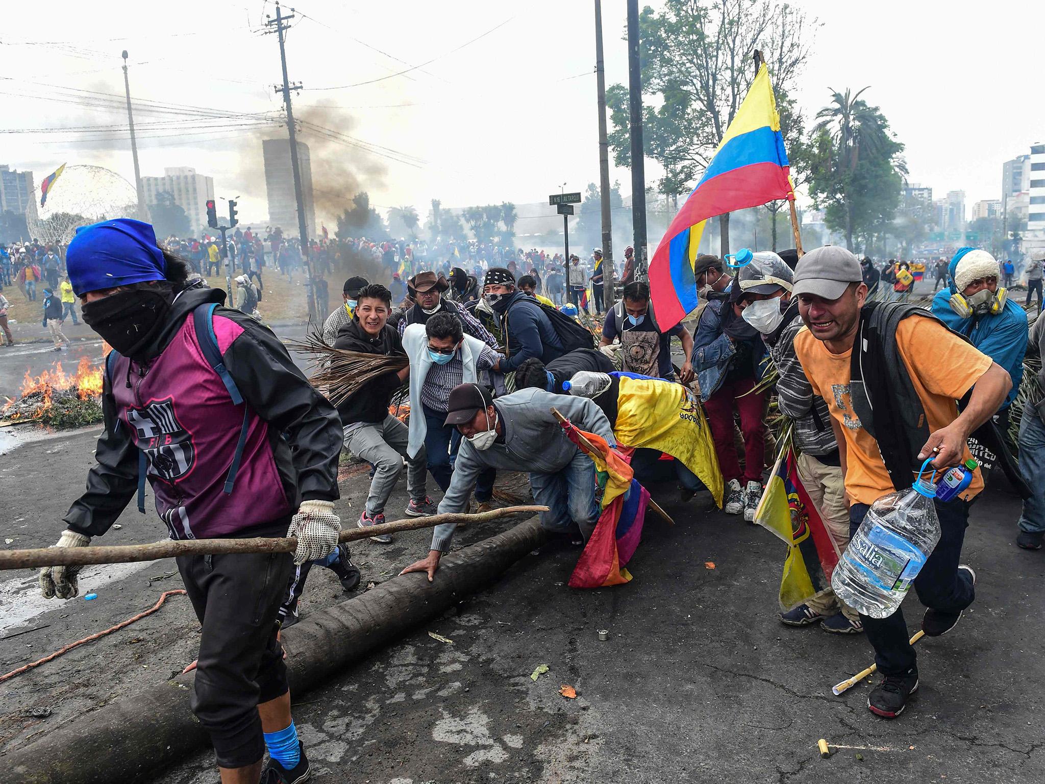 Protesters have set up camp in the capital's Casa de la Cultura complex