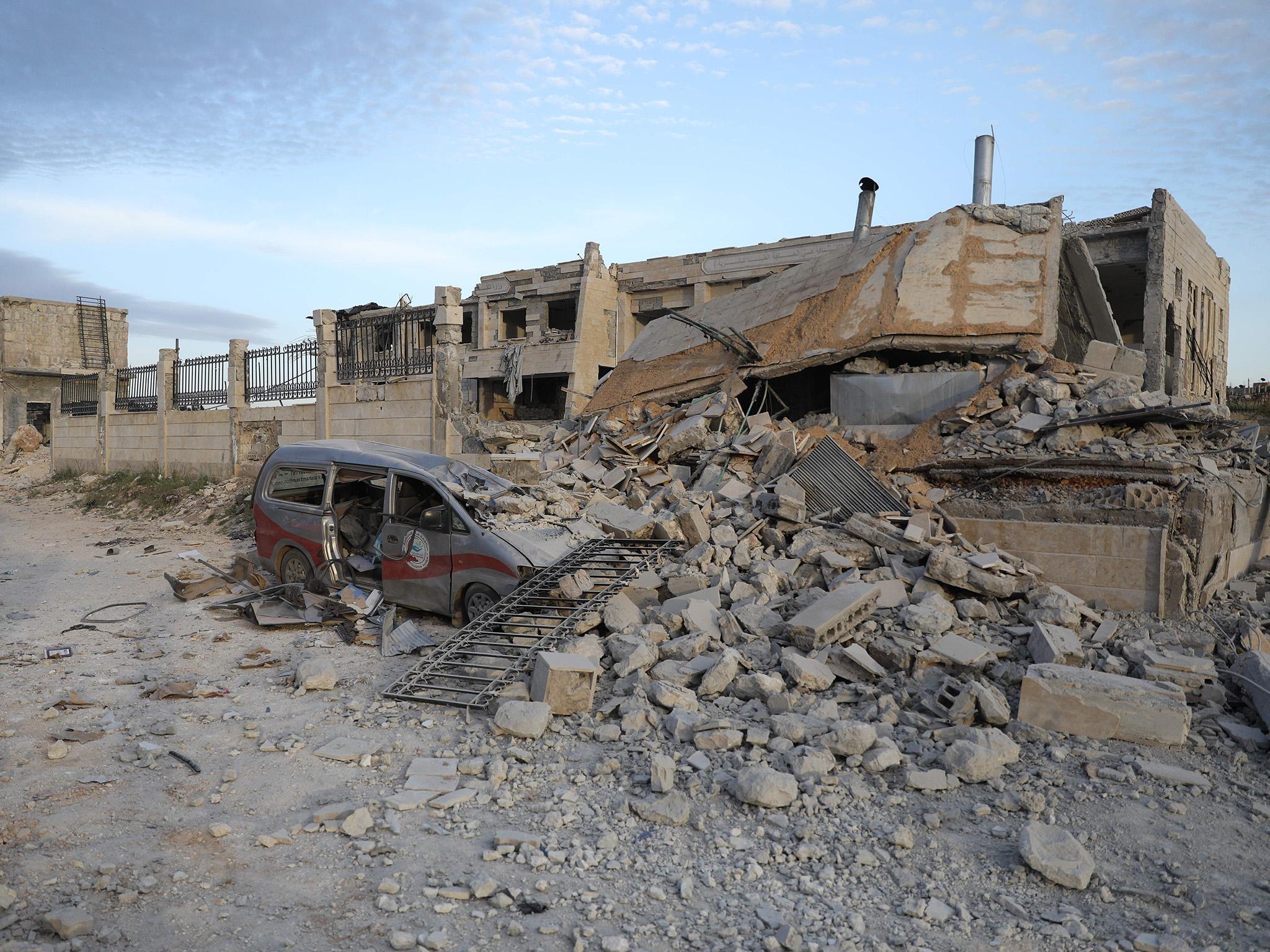 Kafr Nabl hospital (pictured) was targeted in a Russian airstrike on 5 May