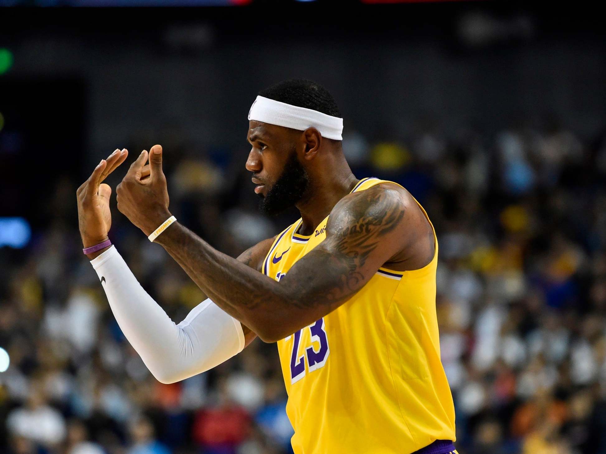 LeBron James during pre-season for the Lakers