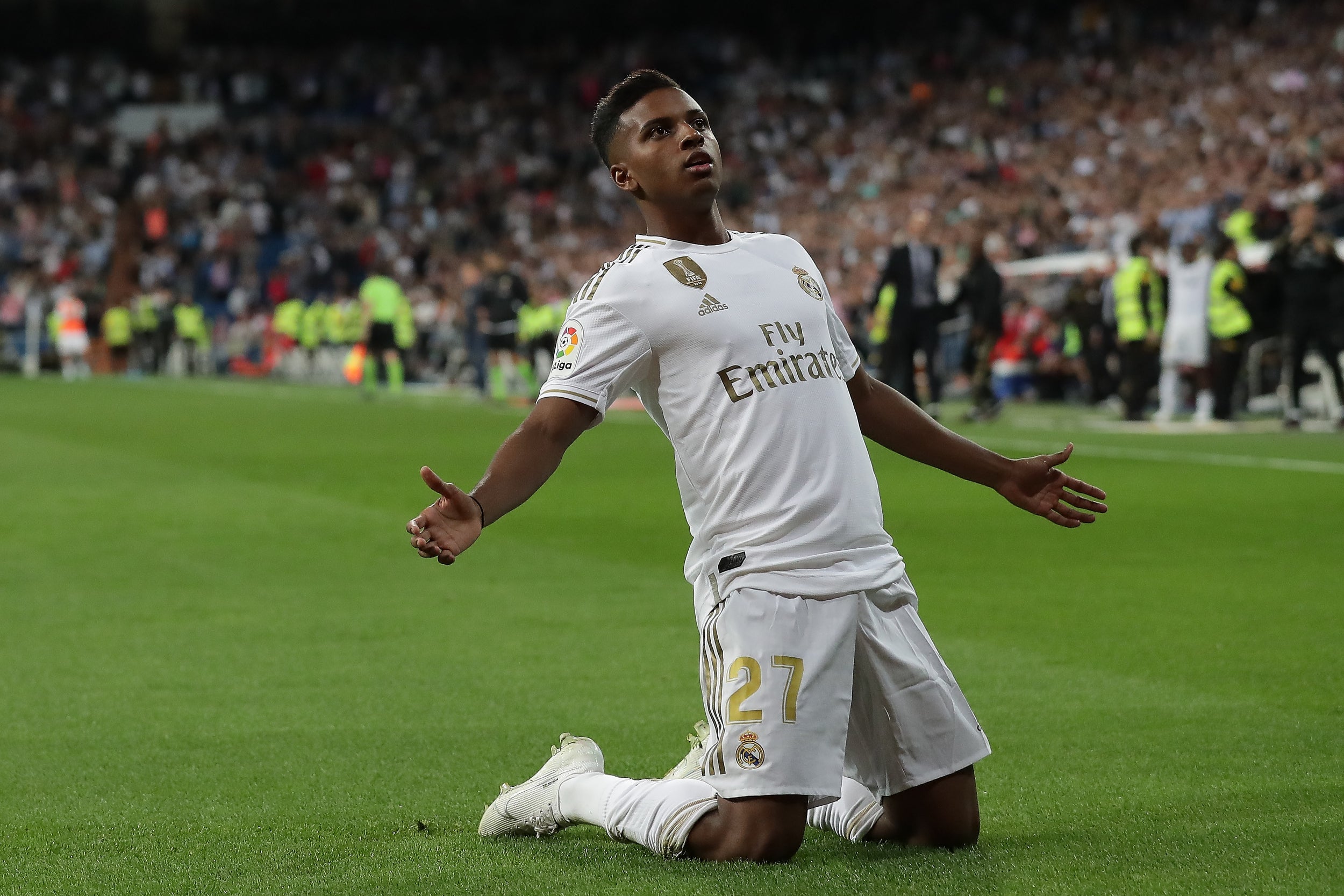 Rodrygo celebrates his Champions League goal