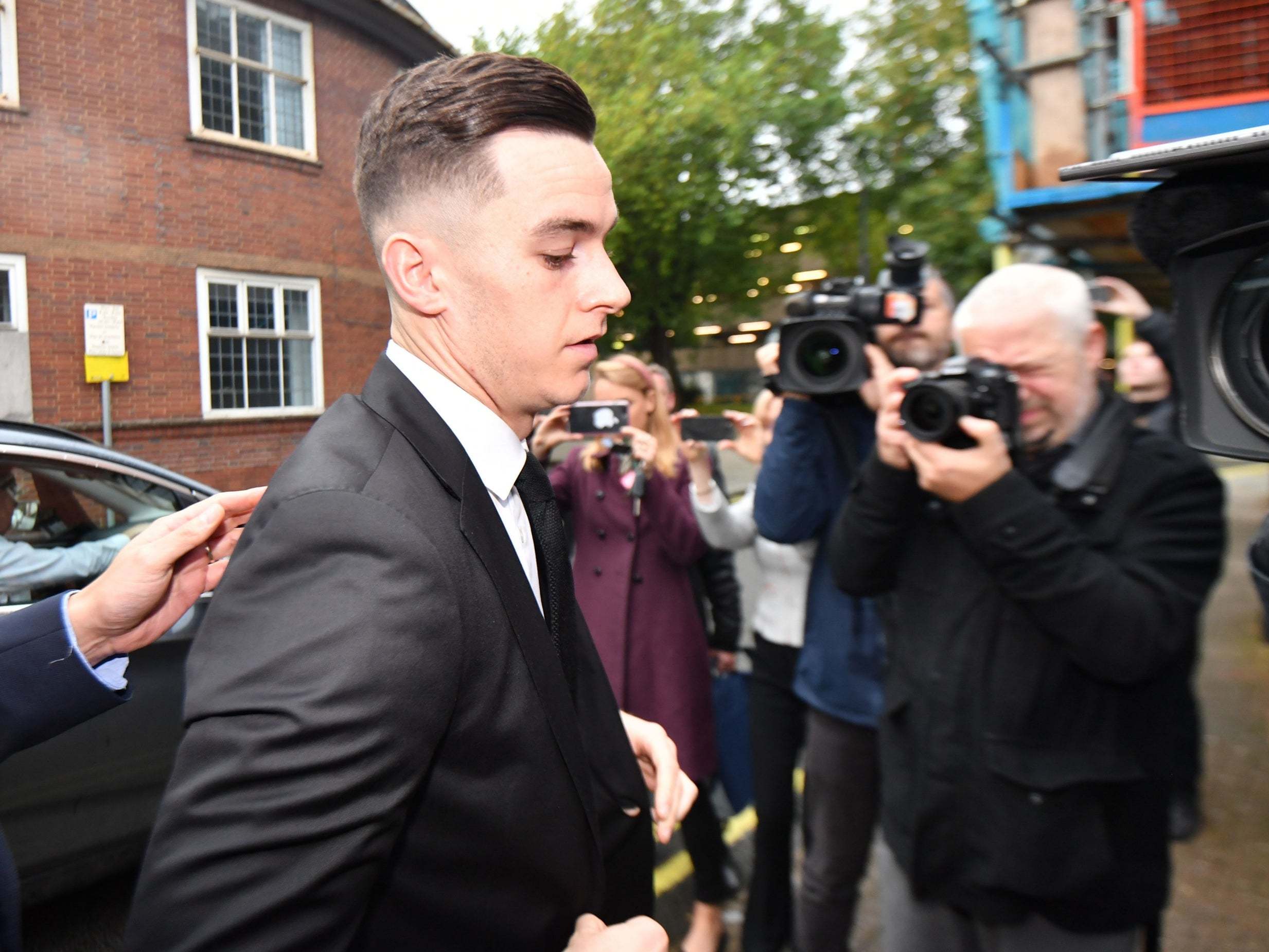 Tom Lawrence arrives at Derby Magistrates' Court