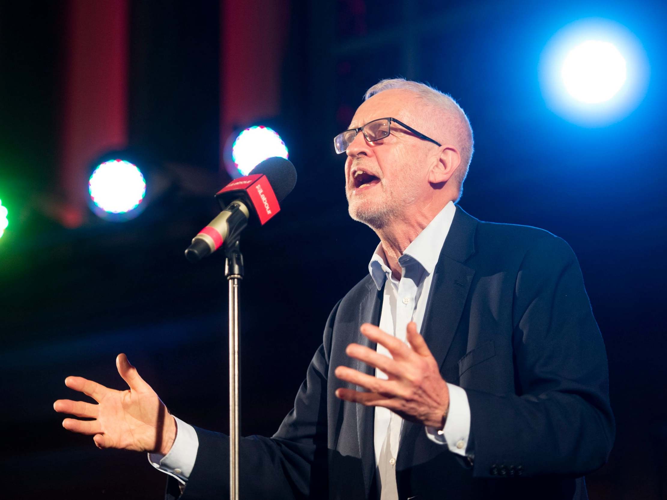 Jeremy Corbyn speaks during a rally in London.