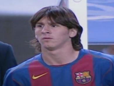 Messi makes his debut for Barcelona in 2004 vs Espanyol