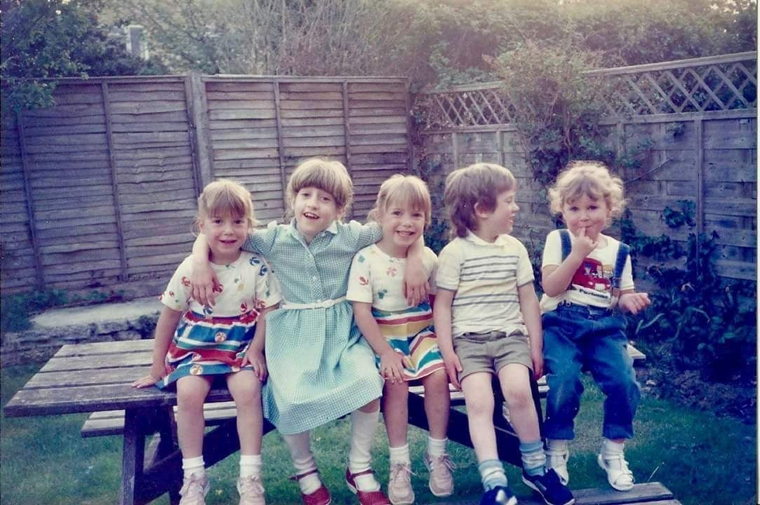 Charlotte, second from left, with friends as a child. Her father describes her as outgoing, ‘always joking around, laughing, a bit of a tomboy’