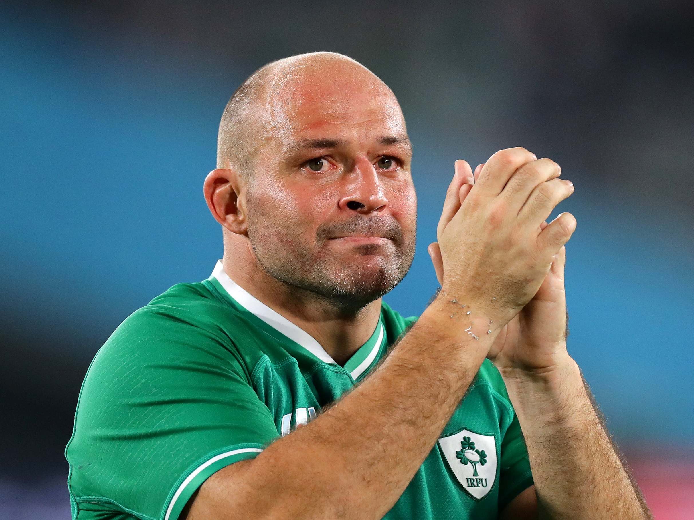 Rory Best applauds the crowd after the defeat