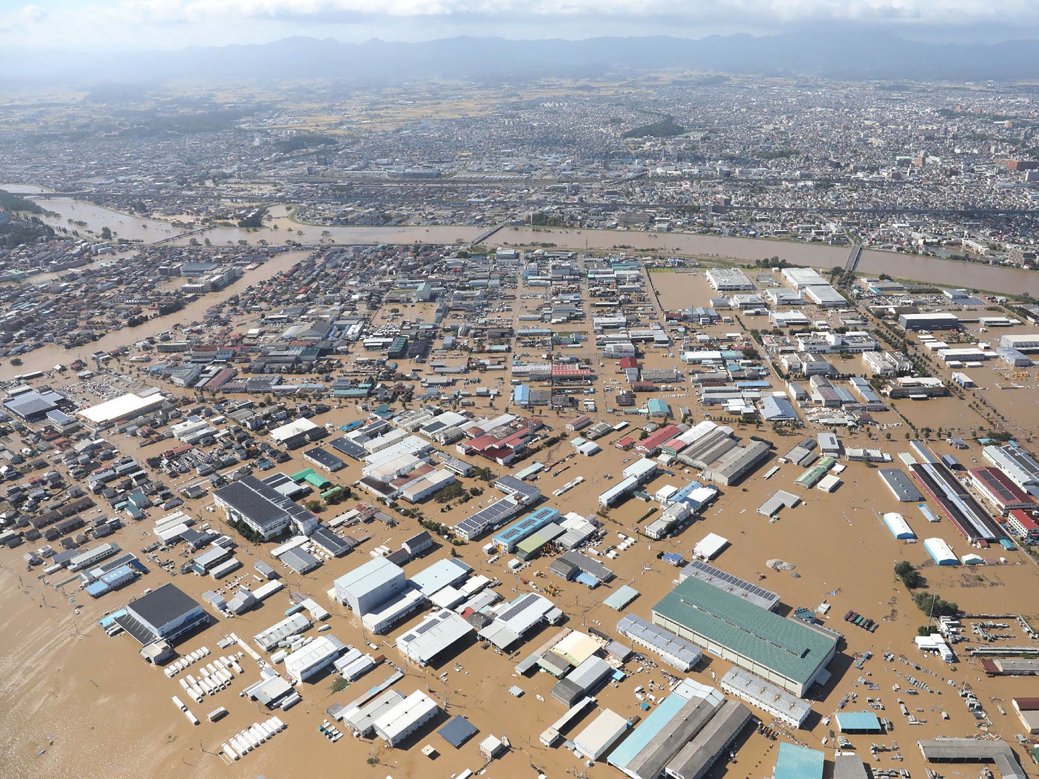 Koriyama was severely flooded when the Abukuma river burst its banks in Typhoon Hagibis