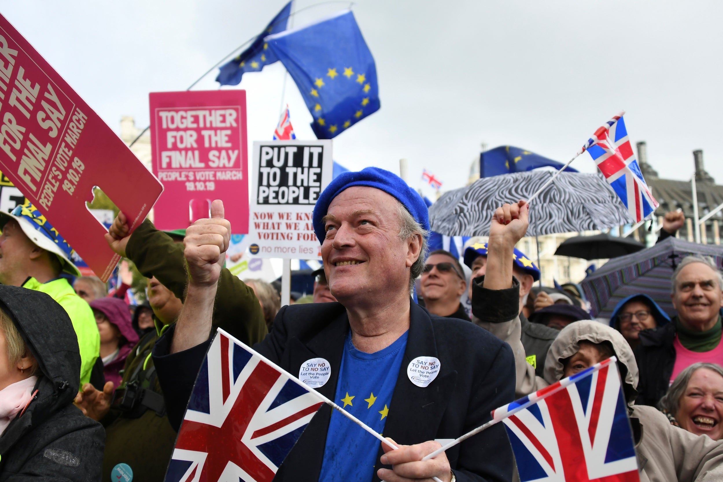 Protesters gather outside parliament for the Final Say march