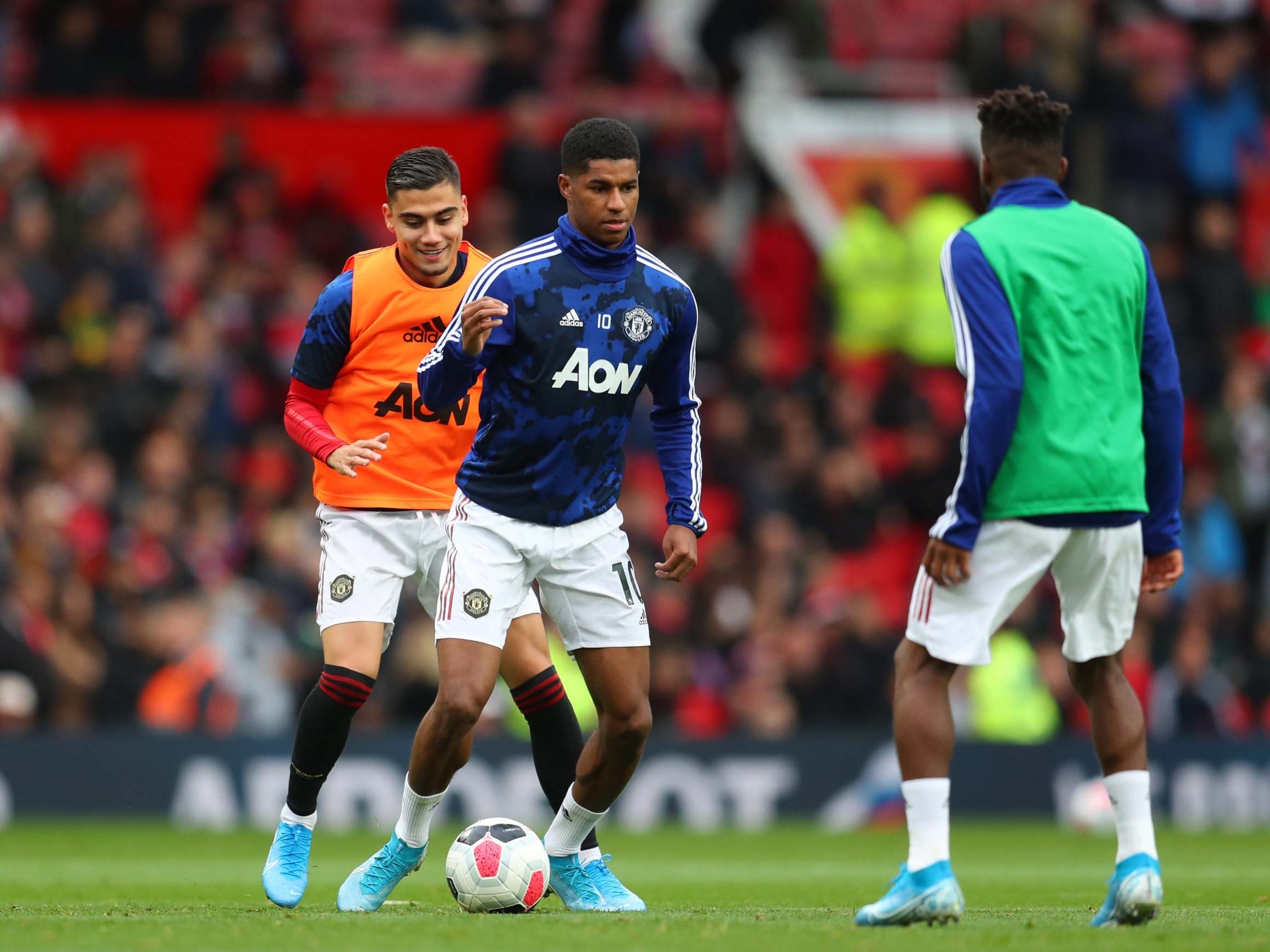 Marcus Rashford during the United warm-up