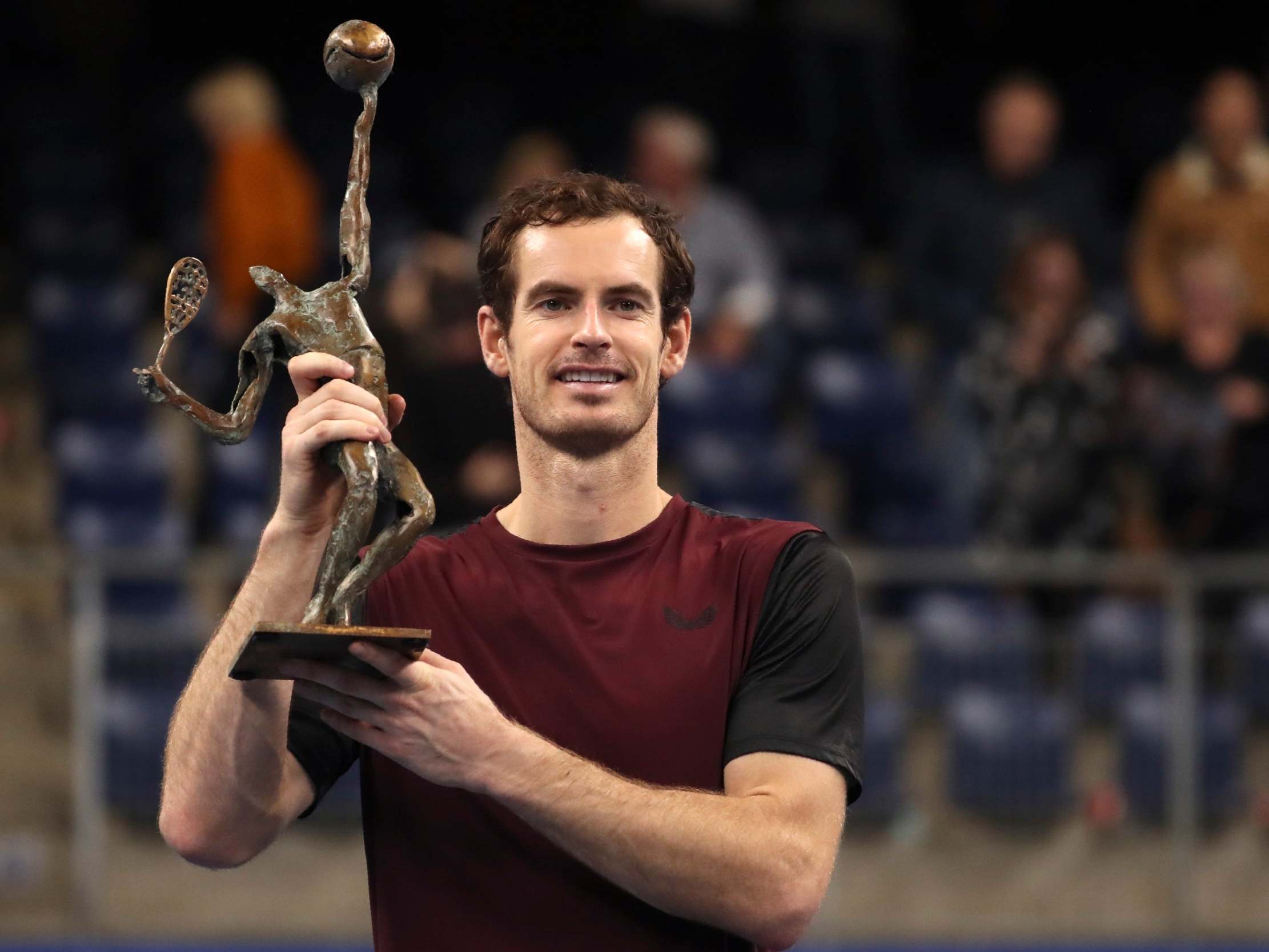 Andy Murray celebrates winning the European Open