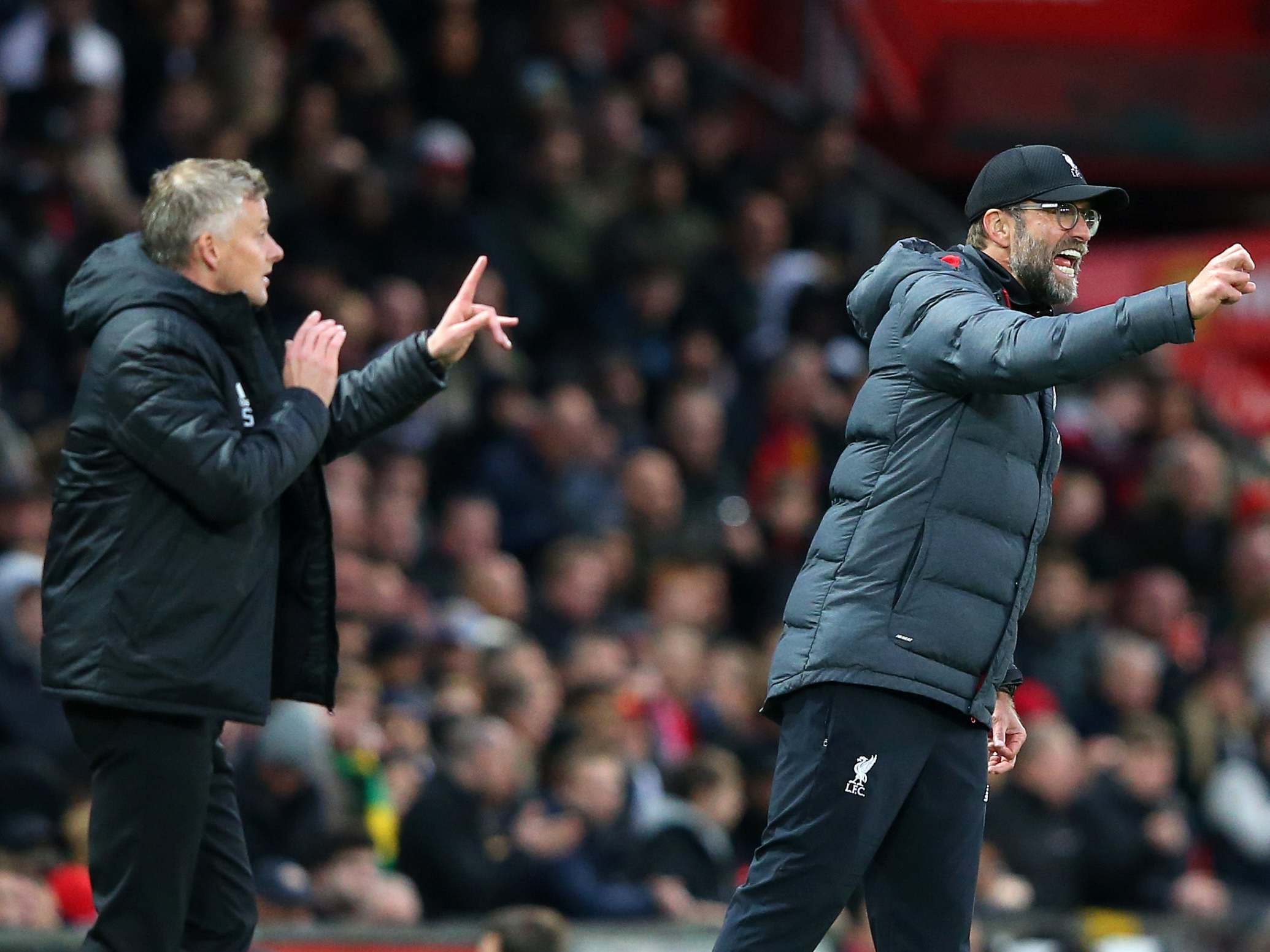 Ole Gunnar Solskjaer and Jurgen Klopp on the touchline