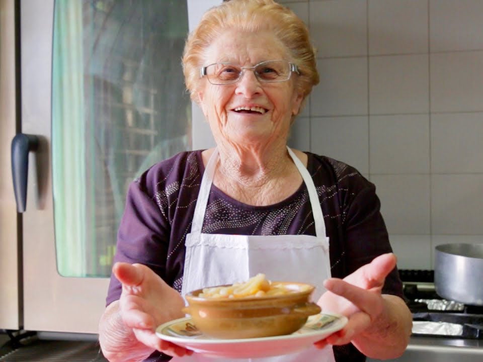 Luigia with her handmade short tagliatelle (YouTube/Pasta Grannies)