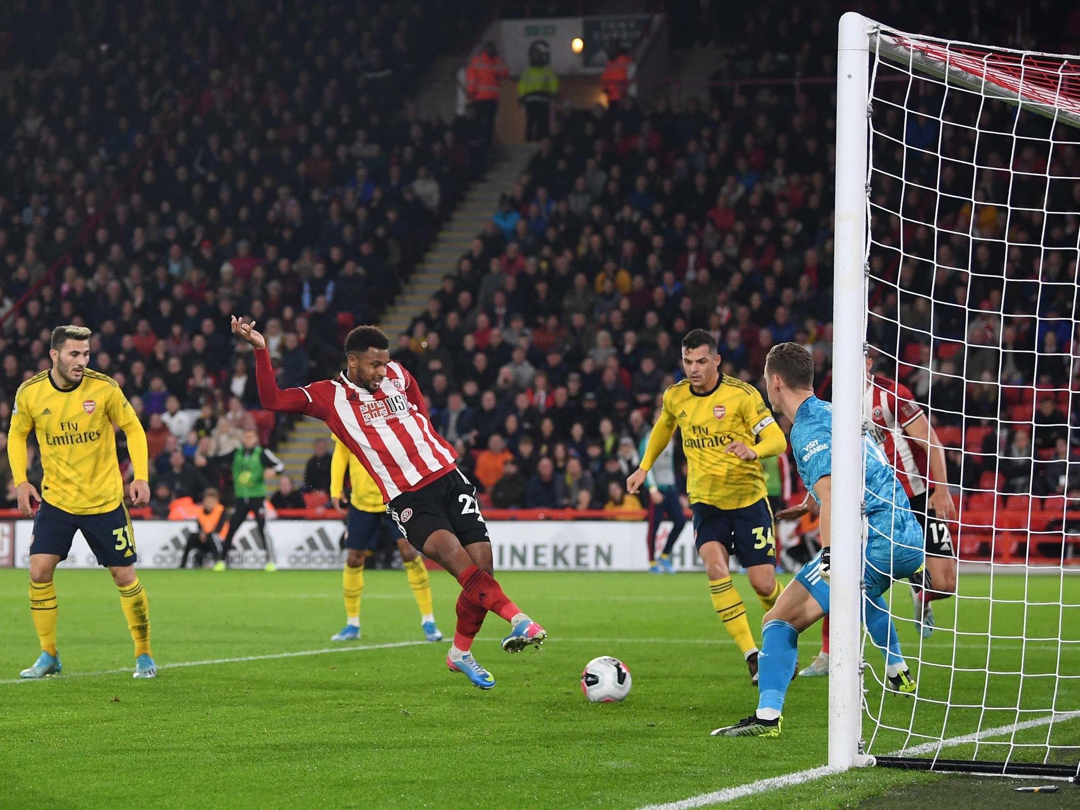 Lys Mousset turns in Sheffield United's goal from a corner