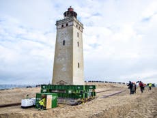 120-year-old lighthouse wheeled away from sea due to coastal erosion