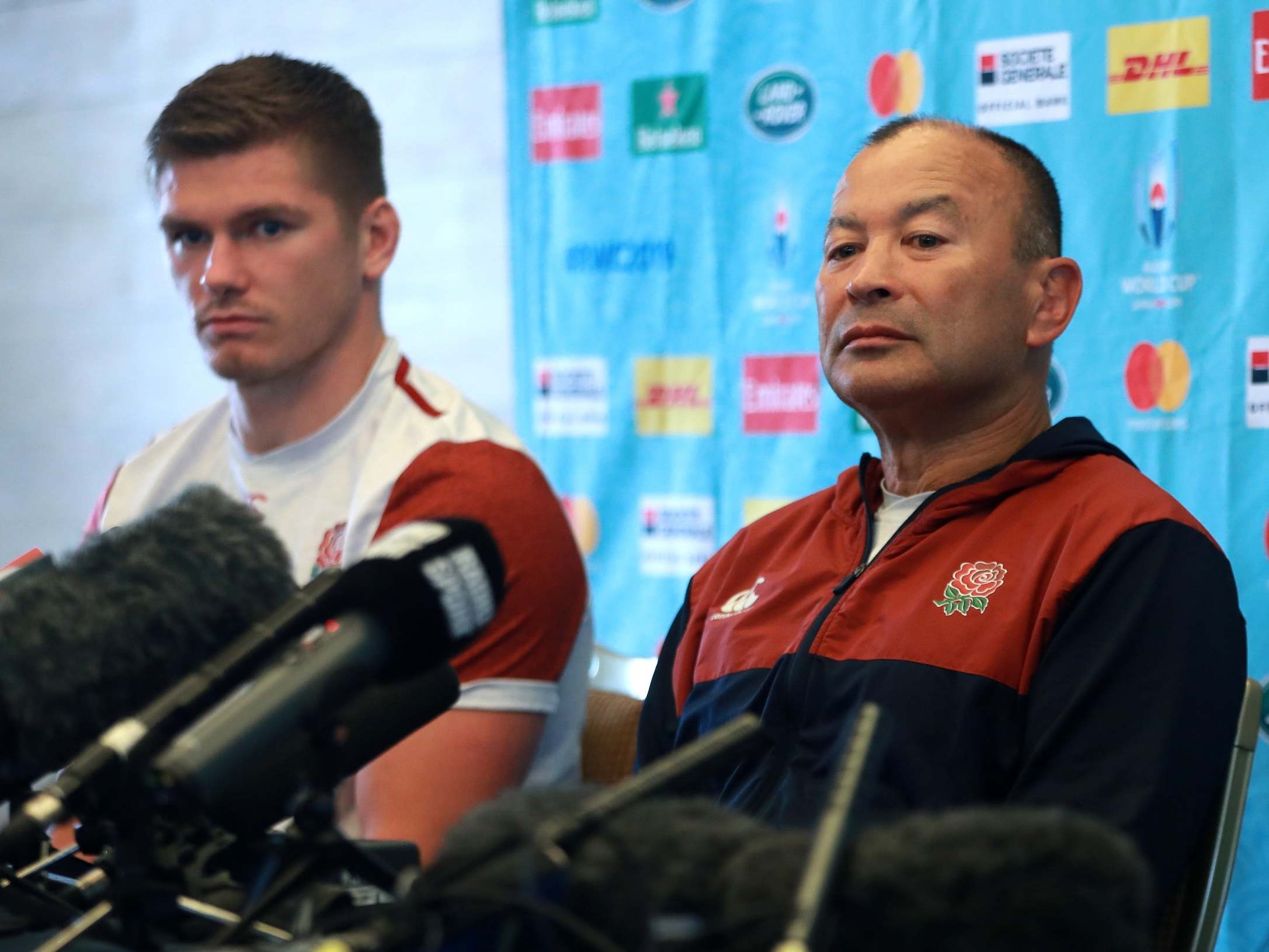 Eddie Jones and Owen Farrell made a surprise appearance at England’s press conference