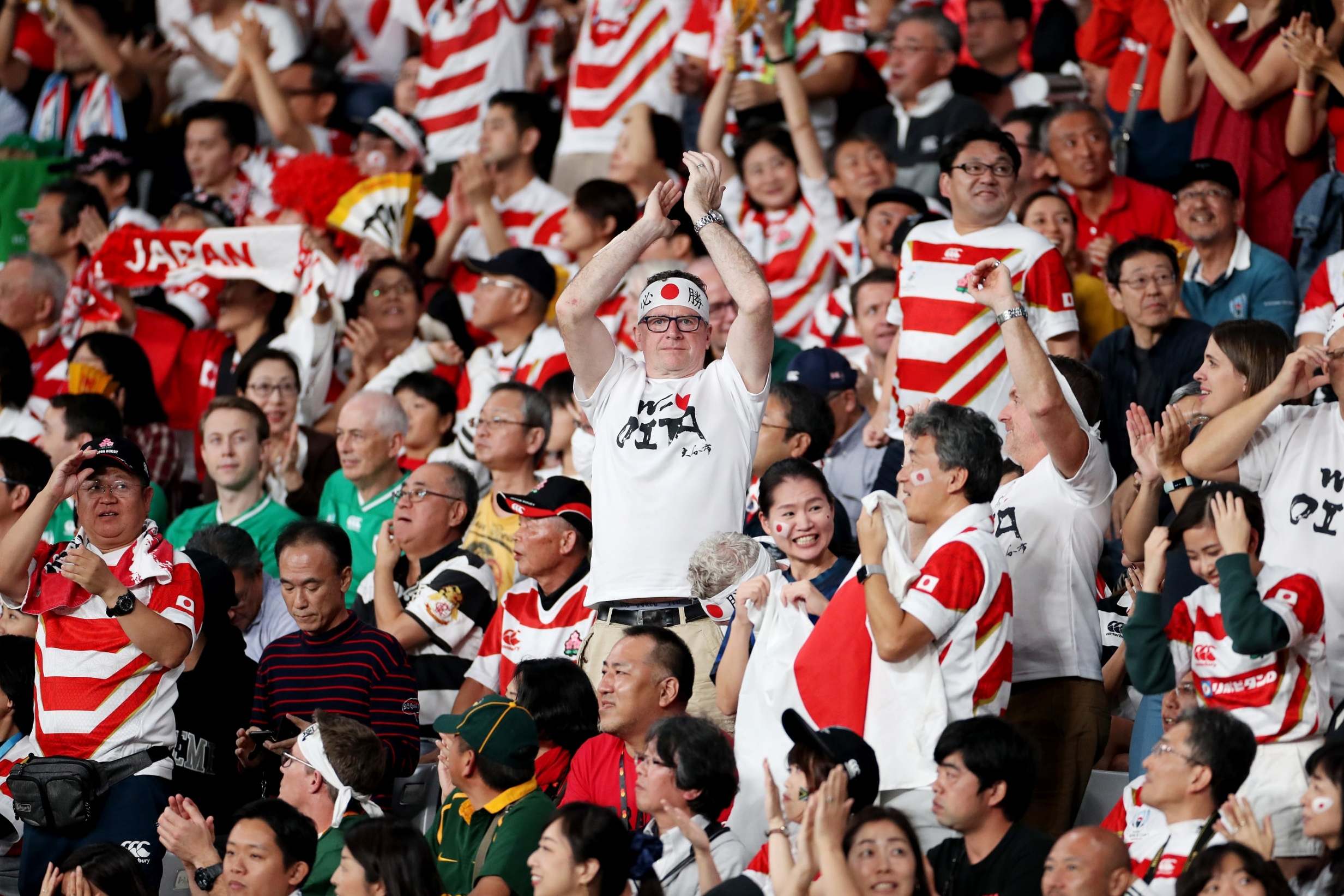 Home soil: fans cheer on Japan in their Rugby World Cup quarter-final match (Getty)