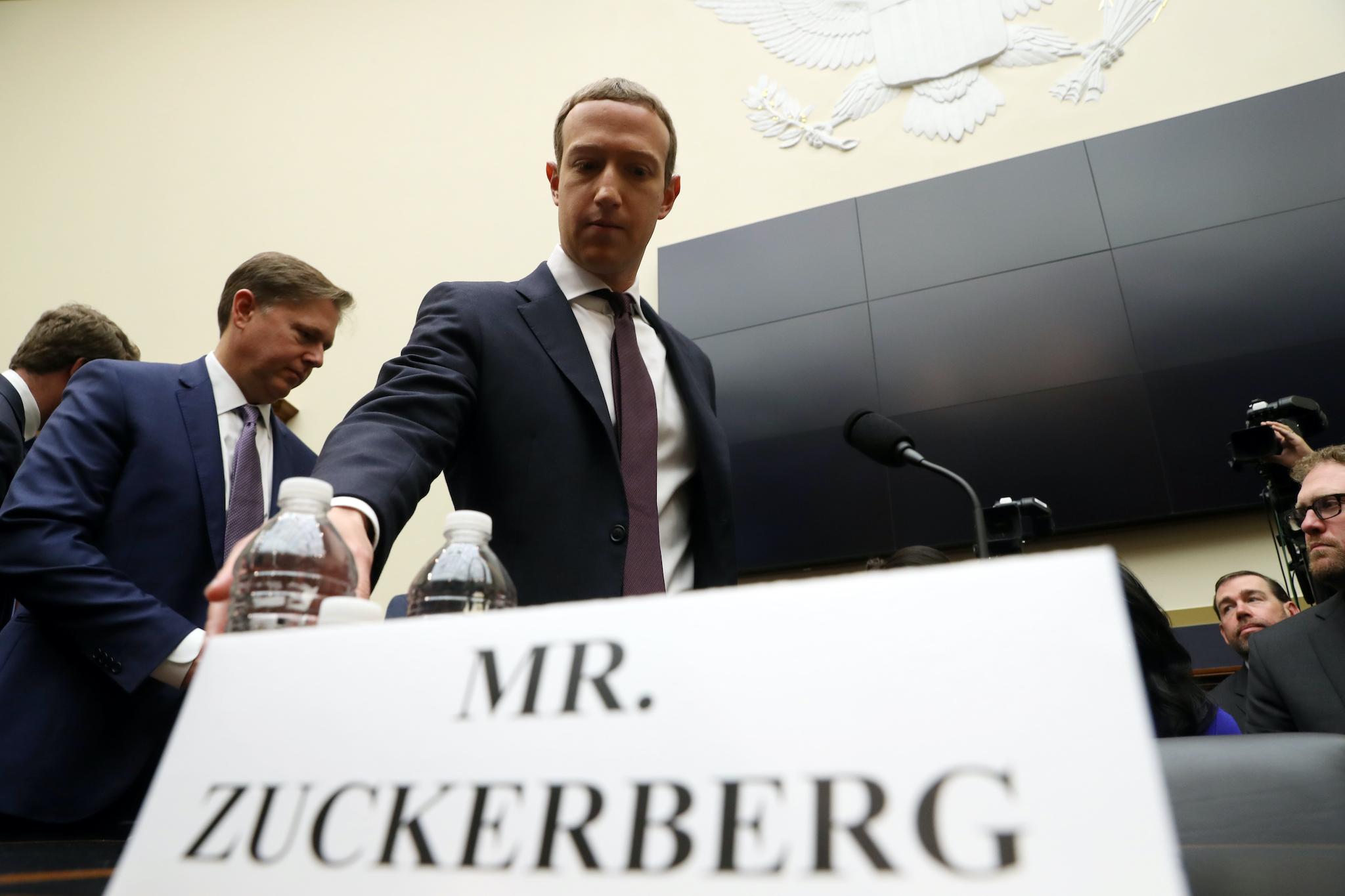 Facebook co-founder and CEO Mark Zuckerberg arrives to testify before the House Financial Services Committee in the Rayburn House Office Building on Capitol Hill October 23, 2019 in Washington, DC