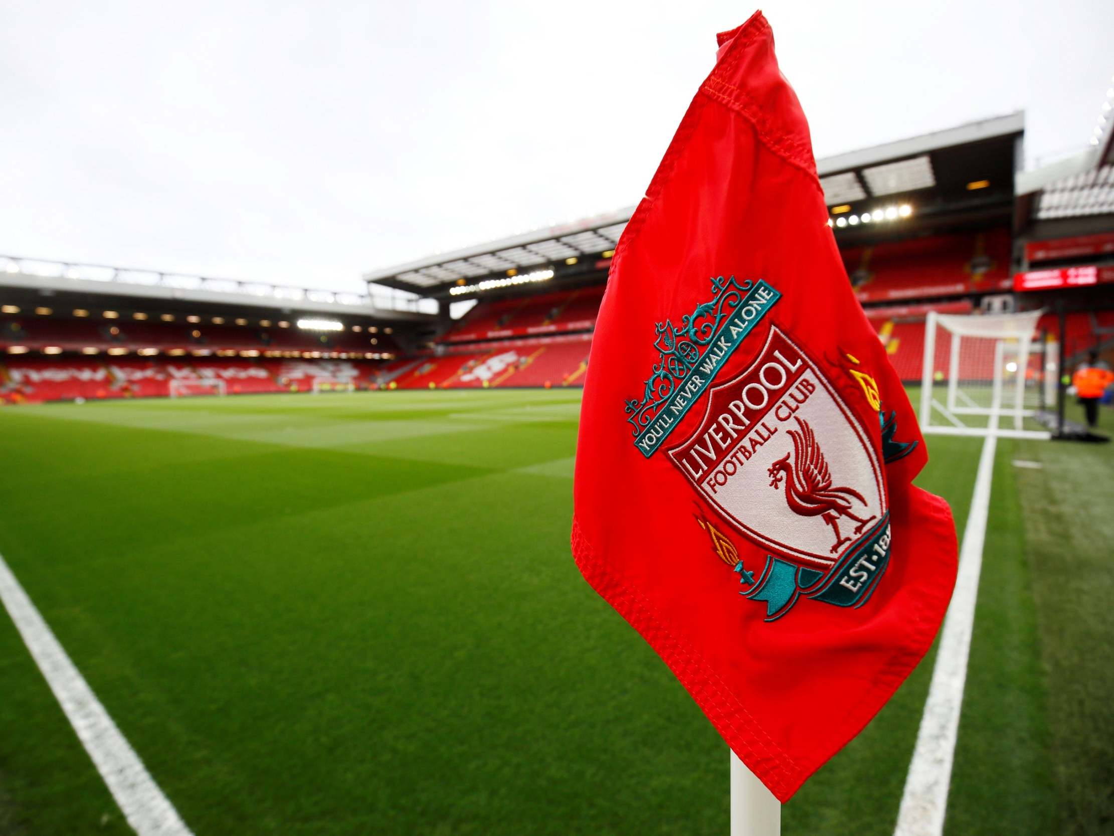 General view of the corner flag inside the stadium before the match