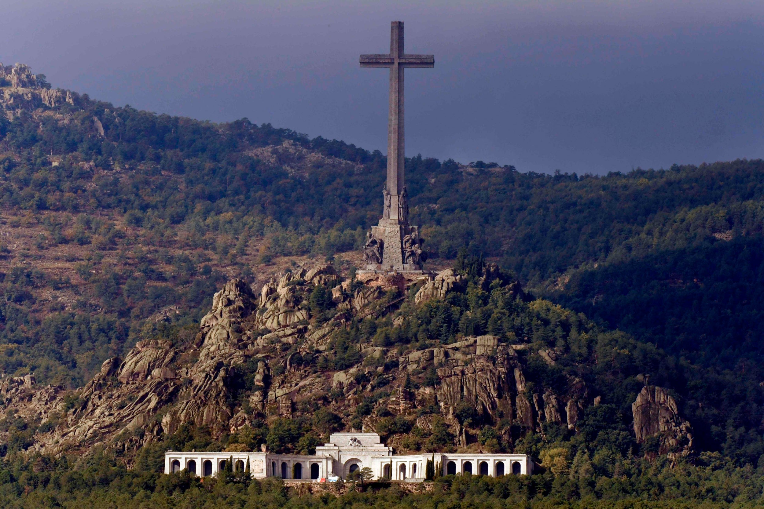 The Valley of the Fallen mausoleum during the exhumation (AFP/Getty)