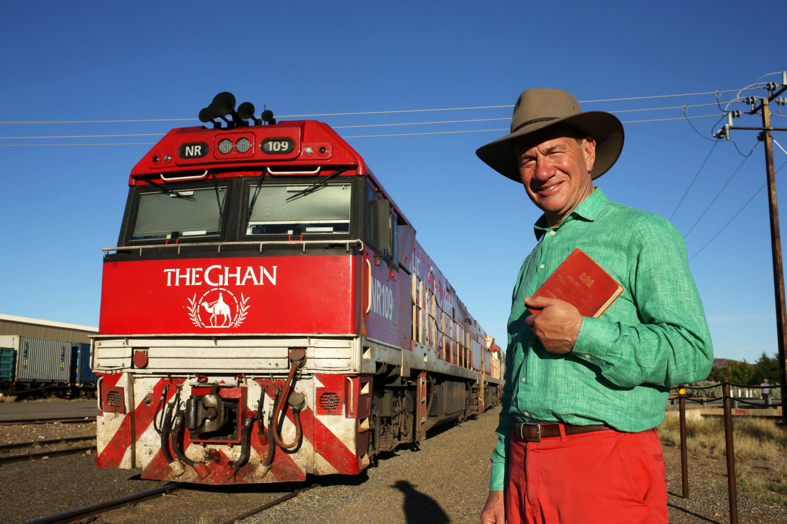 Matching trains and trousers for our intrepid traveller down under (BBC)