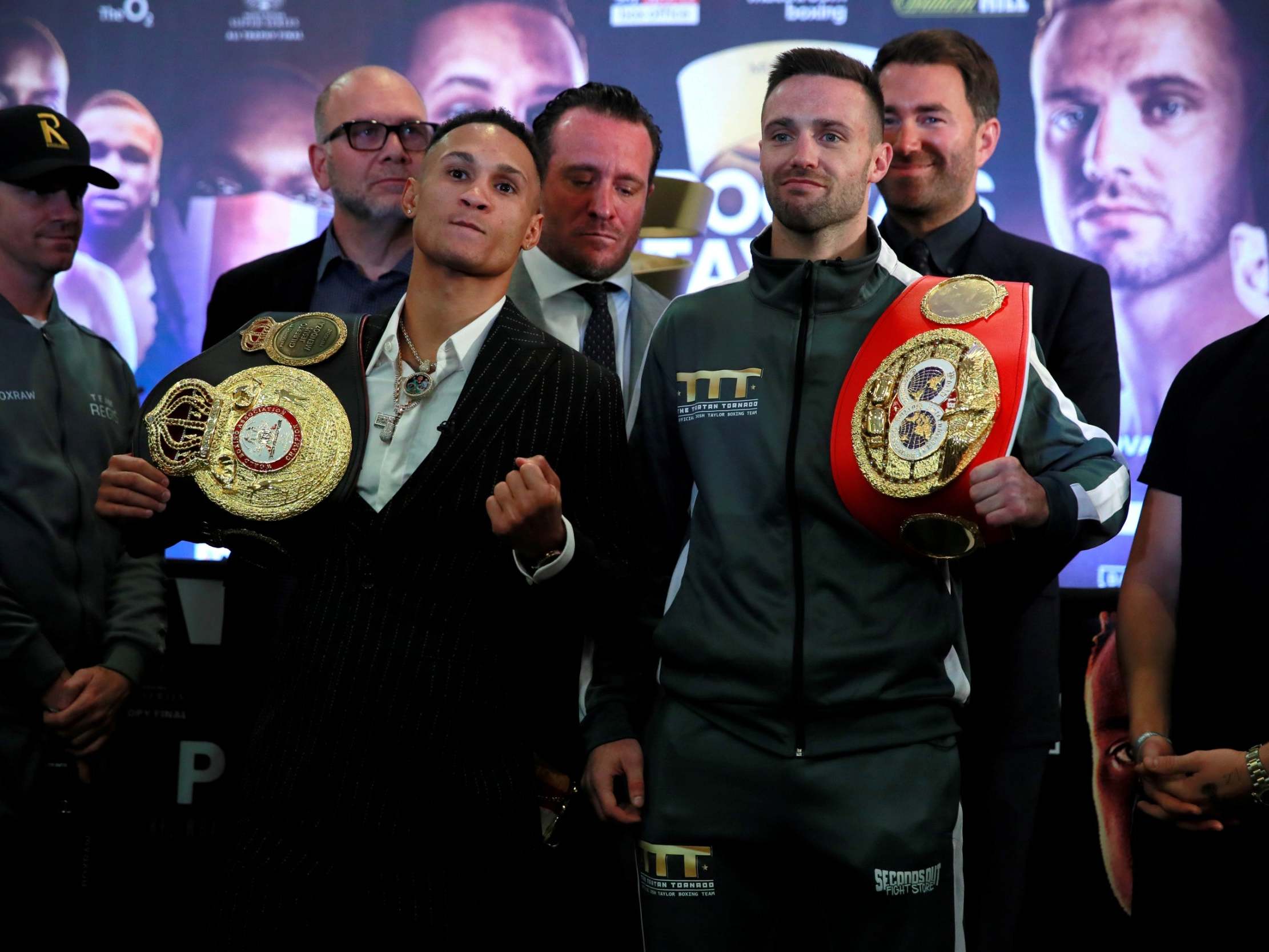 Josh Taylor and Regis Prograis pose after the press conference