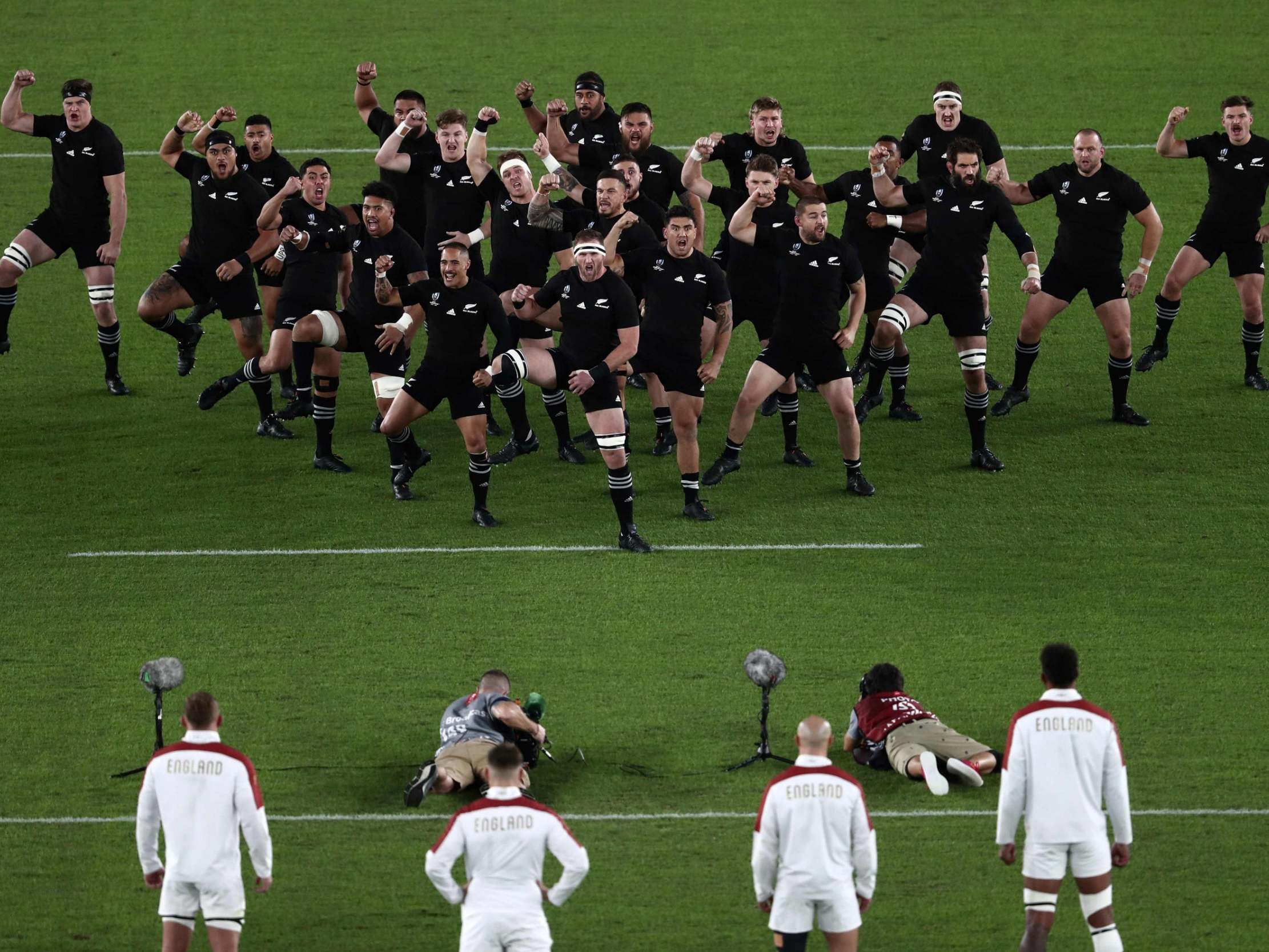 New Zealand’s players perform the haka