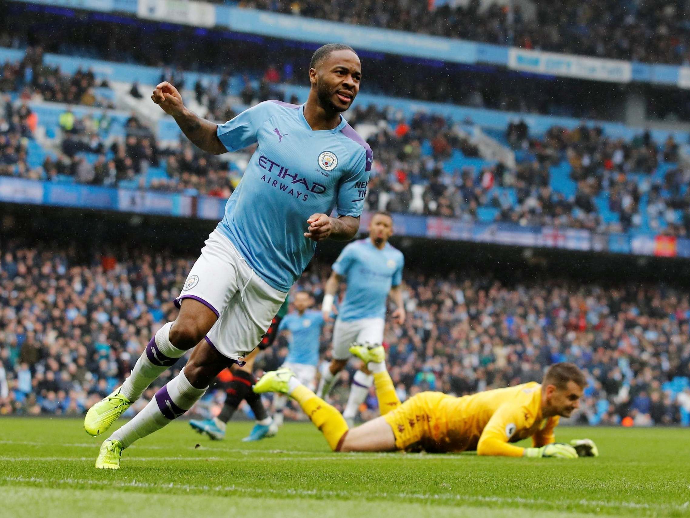 Manchester City's Raheem Sterling celebrates scoring