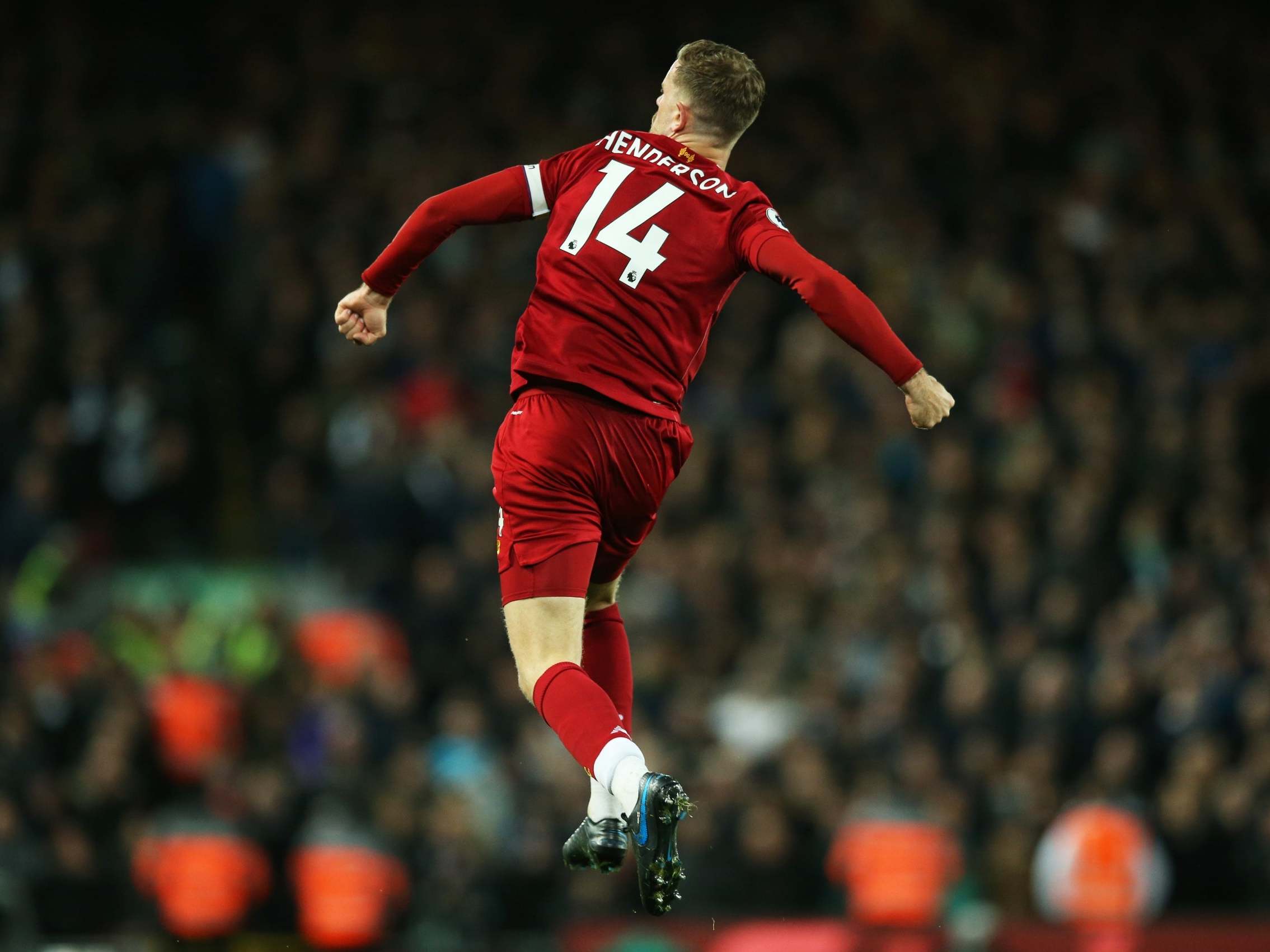 Jordan Henderson of Liverpool celebrates after scoring