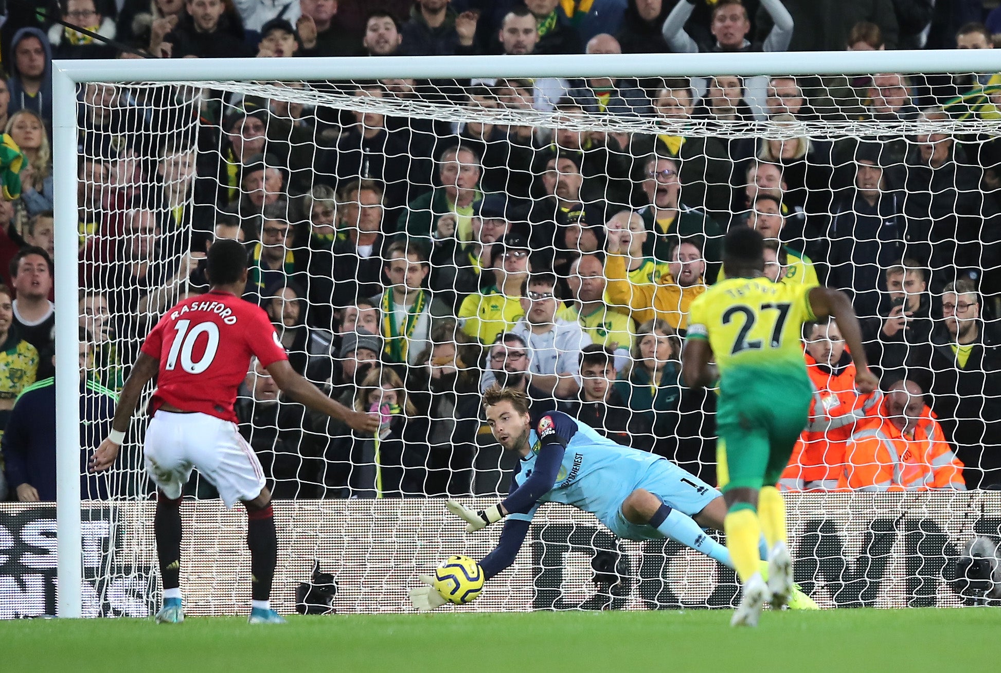 Tim Krul saves Rashford's first-half penalty (Getty)