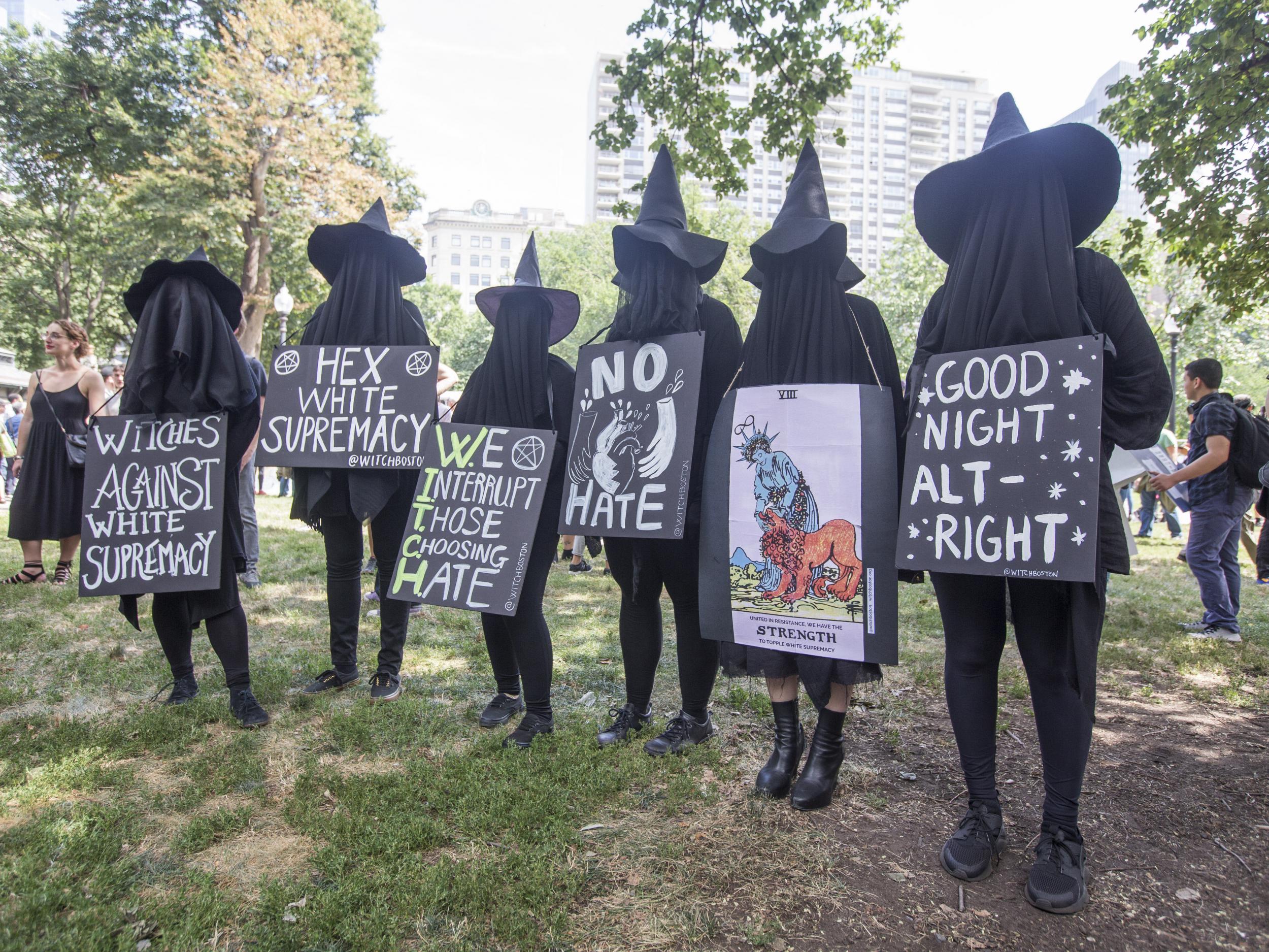 Witches protesting the alt-right rallies that occurred in Charlottesville, Virginia, in 2016