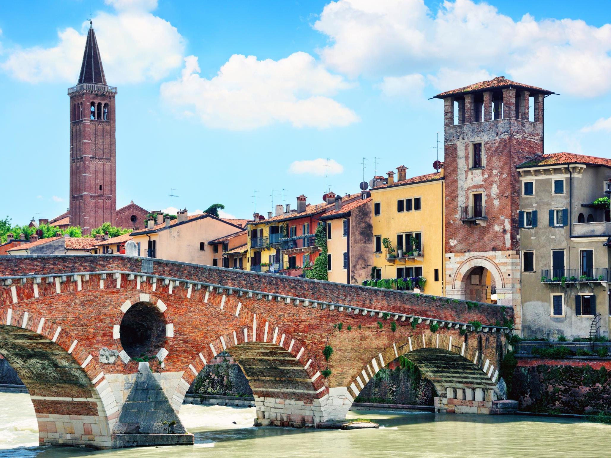 The Adige river in Verona, Italy