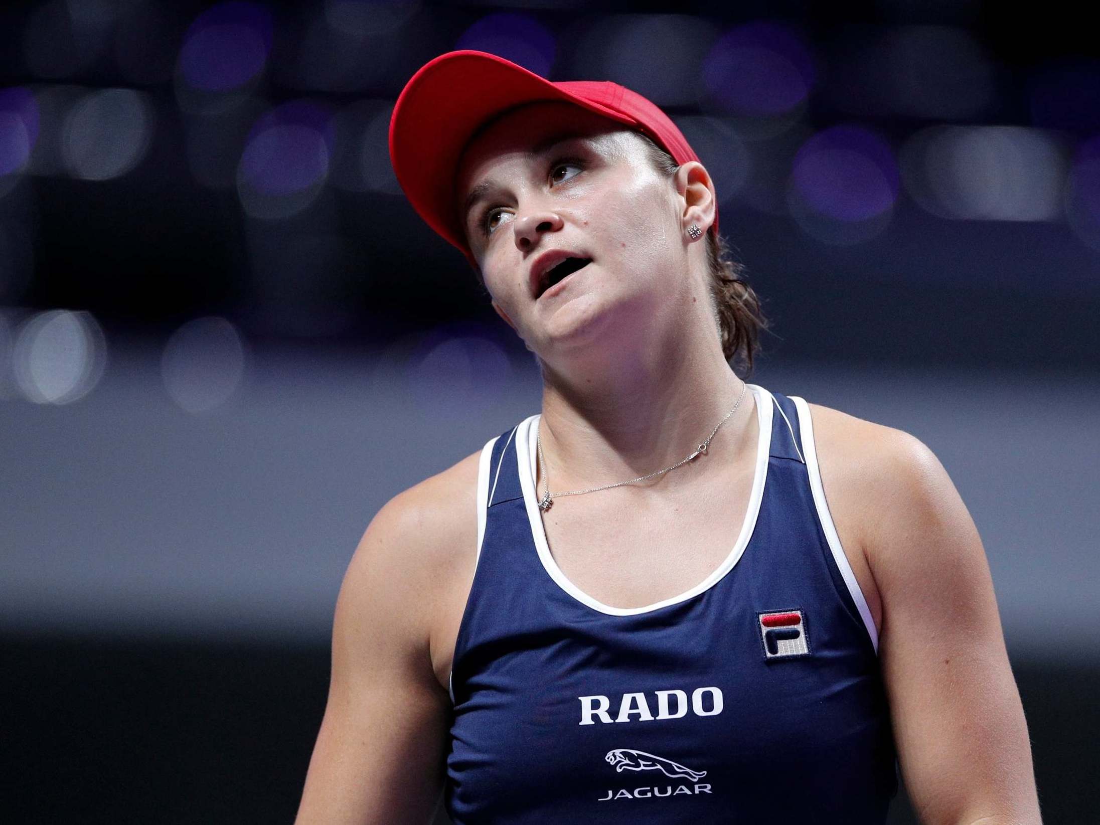 Ashleigh Barty reacts during her defeat to Kiki Bertens