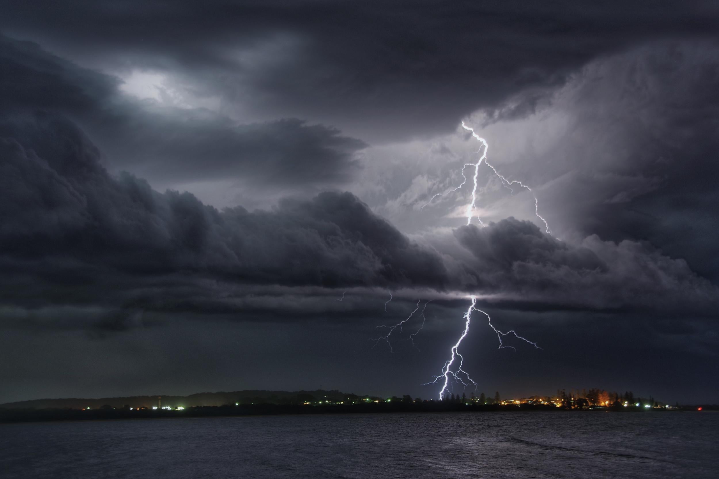 WINNER. 17 and under: Stunning bolt of lighting and spectacular cloud formation over Trail Bay National park