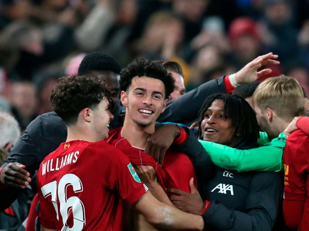 Curtis Jones celebrates vs Arsenal